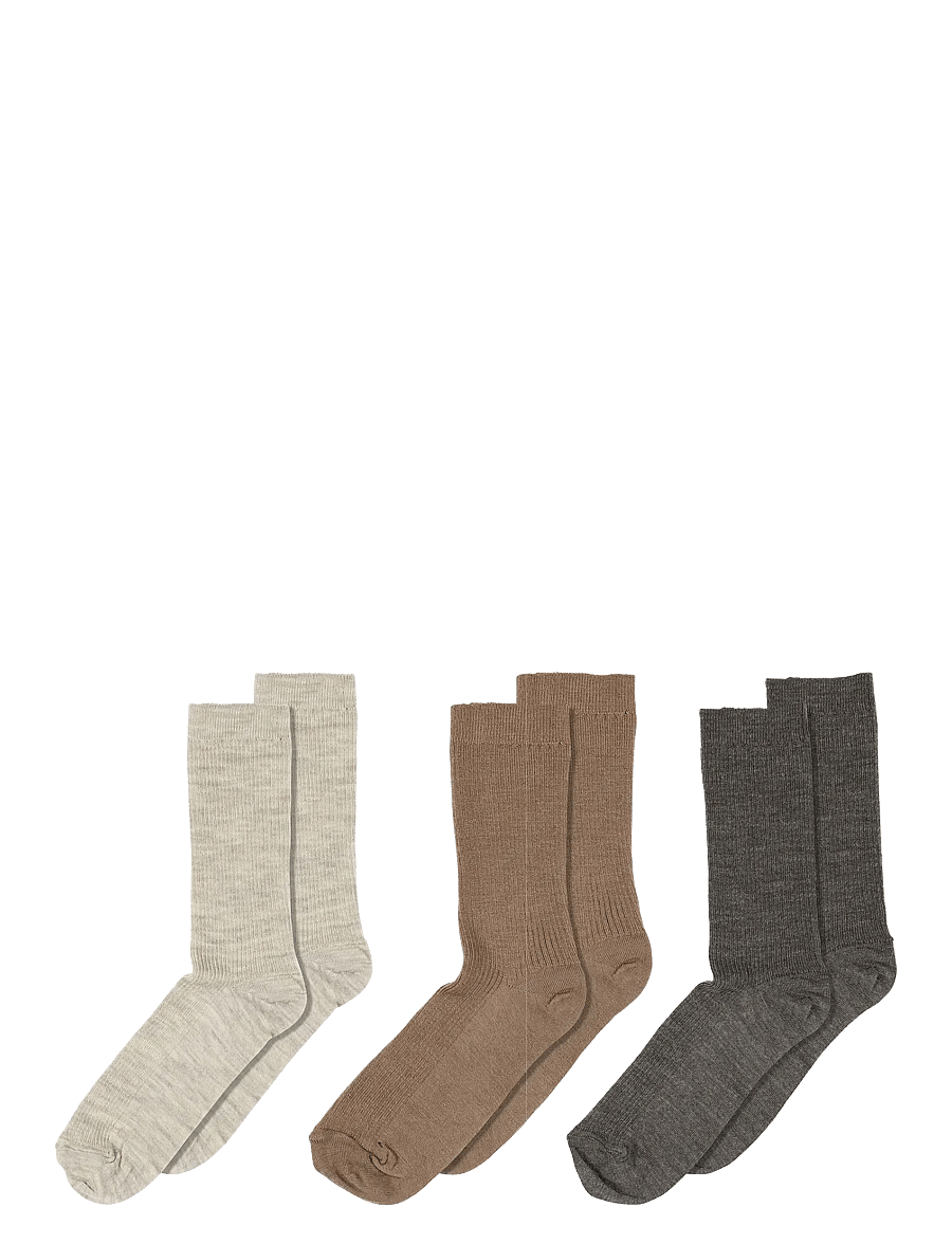 mp Denmark - Fine wool rib socks - 3-pack - normale socken - coca mocha - 0