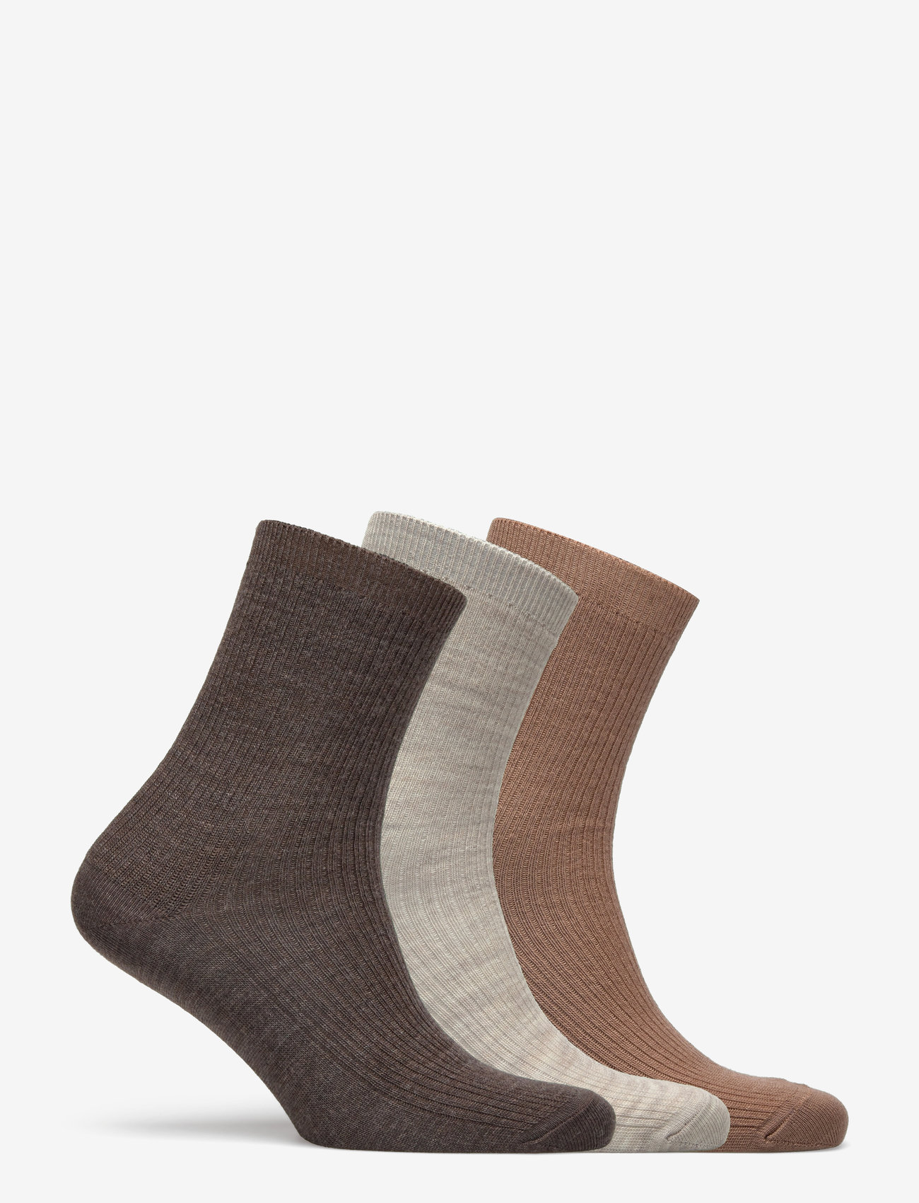 mp Denmark - Fine wool rib socks - 3-pack - coca mocha - 1