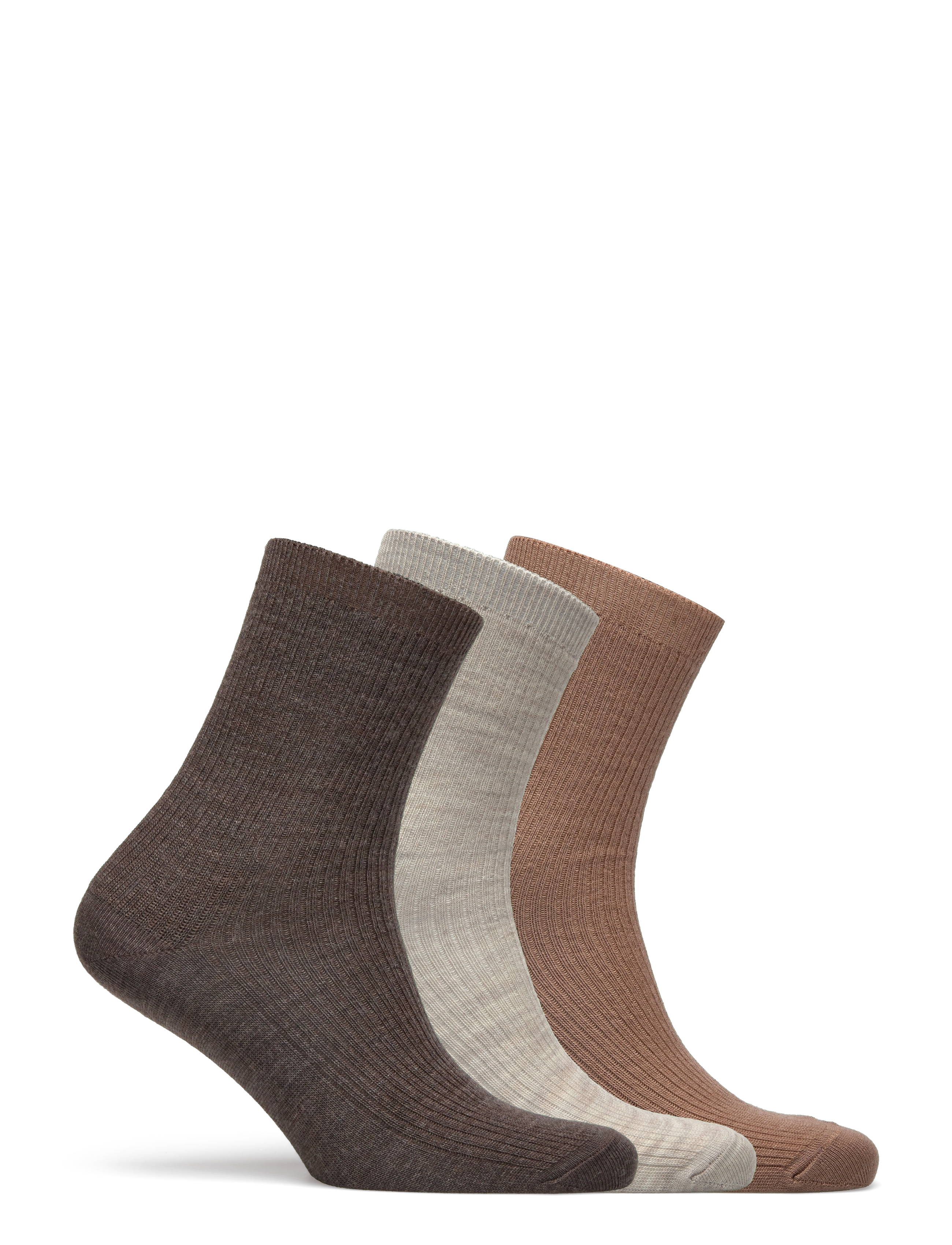 mp Denmark - Fine wool rib socks - 3-pack - coca mocha - 1