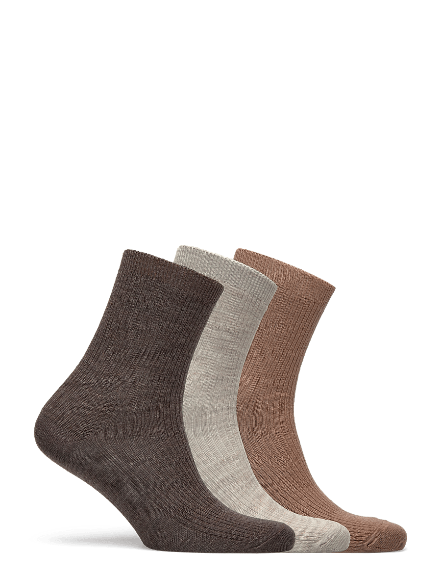 mp Denmark - Fine wool rib socks - 3-pack - normale socken - coca mocha - 1