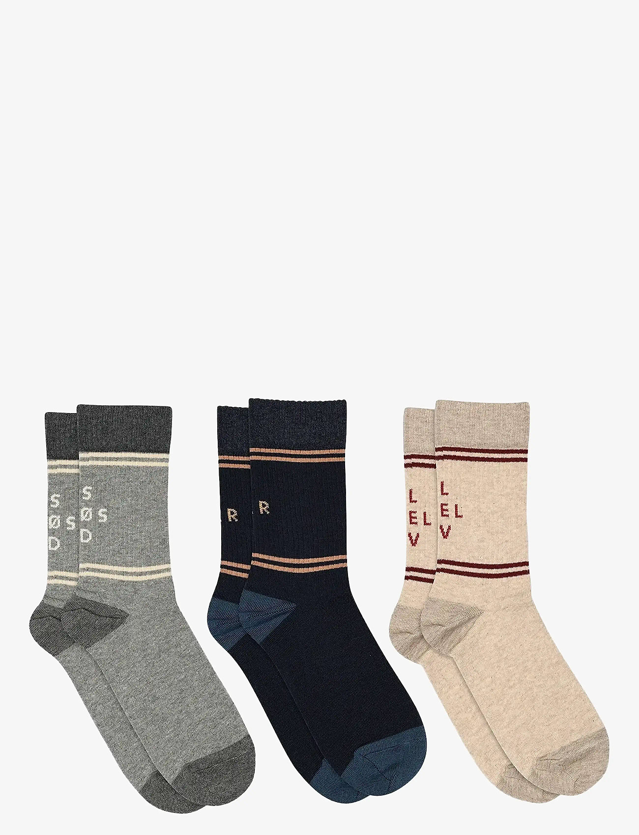 mp Denmark - Gunnvar socks - 3-pack - julklappar under 300kr - beige melange - 0