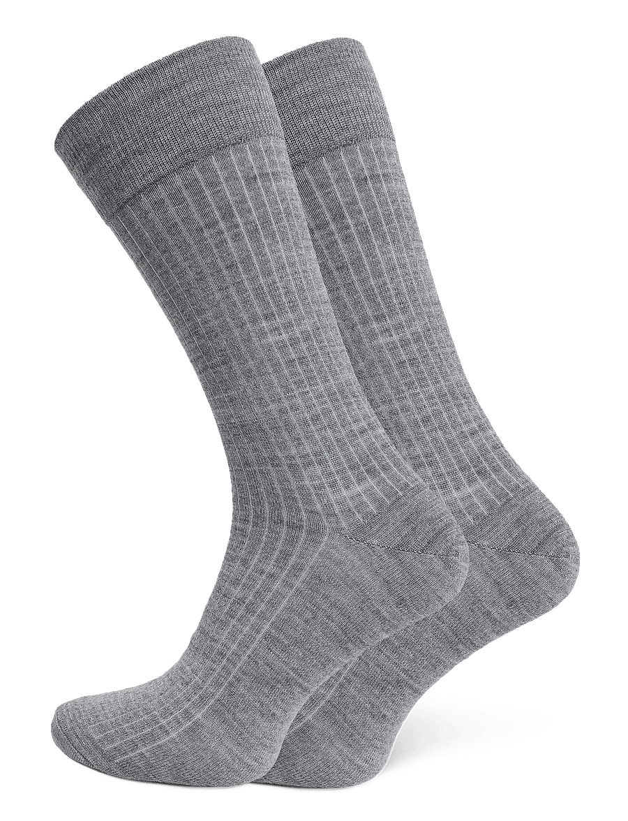 mp Denmark - Wool rib socks - vanliga strumpor - grey melange - 0
