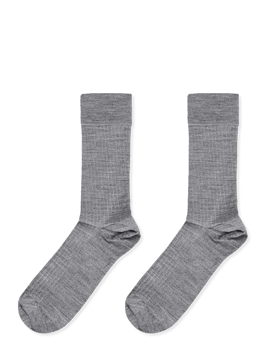 mp Denmark - Wool rib socks - vanliga strumpor - grey melange - 1