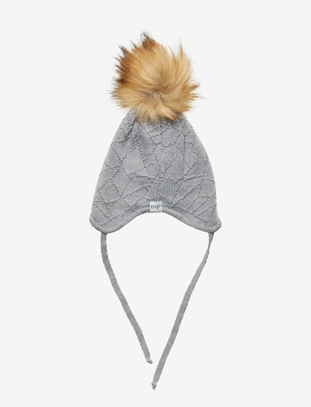 mp Denmark - GEO BABYHAT W. FAKE FUR POMPOM - grey marl. - 1