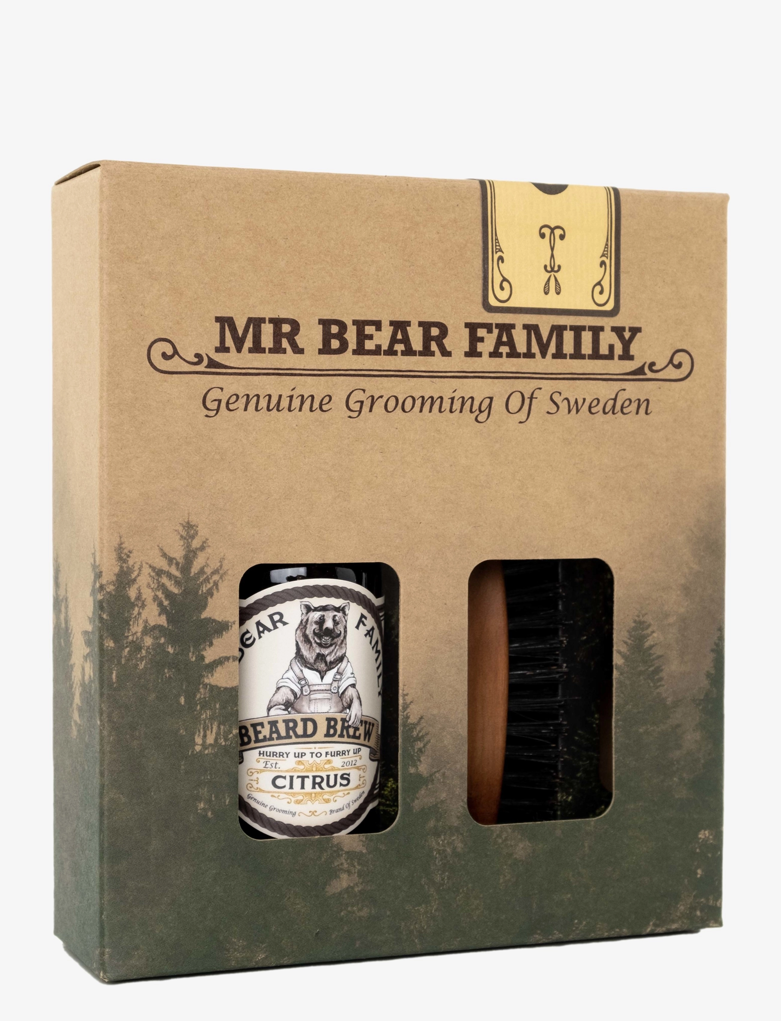 Mr Bear Family Kit Brew & Brush Citrus skäggolja herr – bild 2