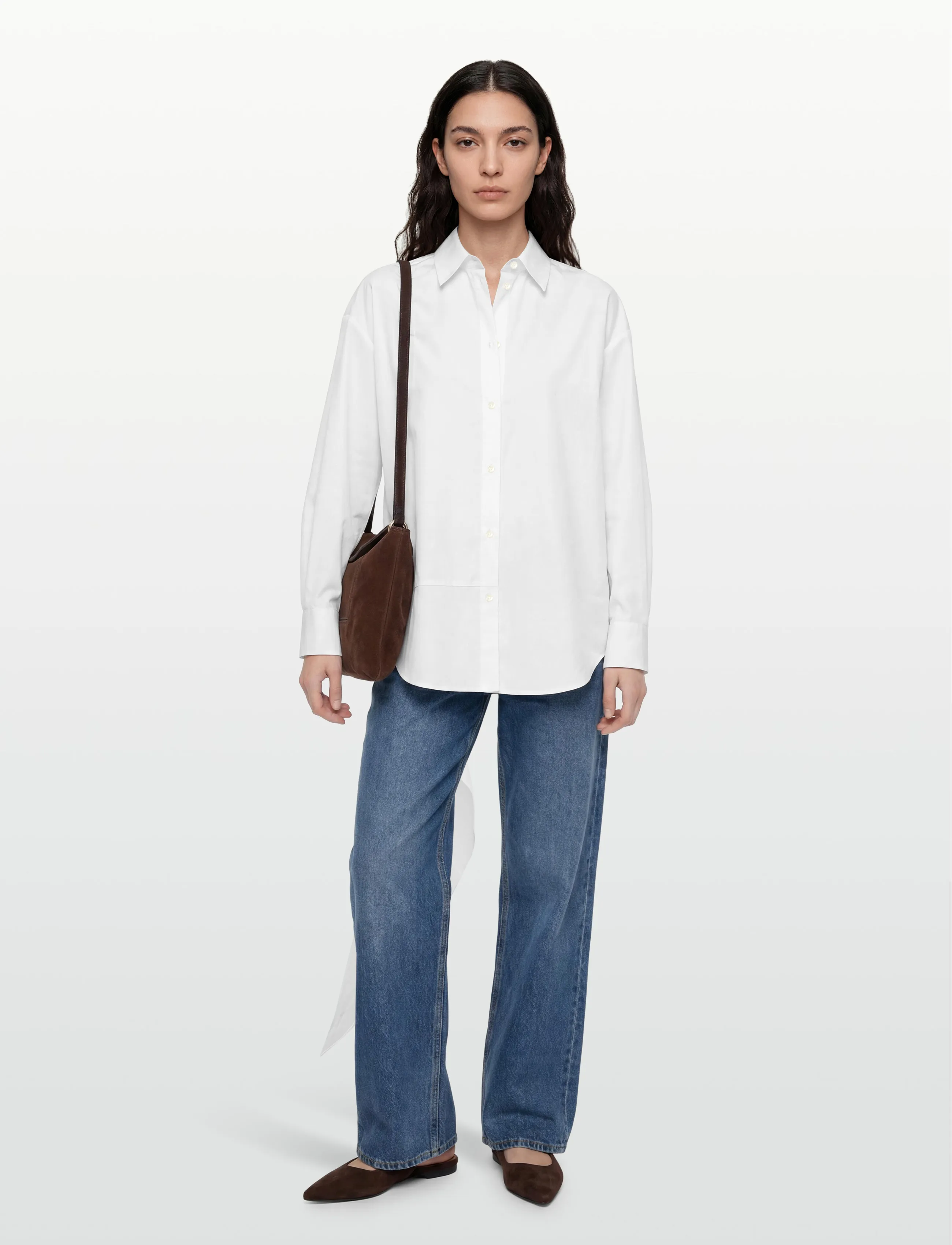 MSGM Camicia/Shirt, Kvinder, Asymmetrisk Panel Skjorte, Hvid, Str: XS