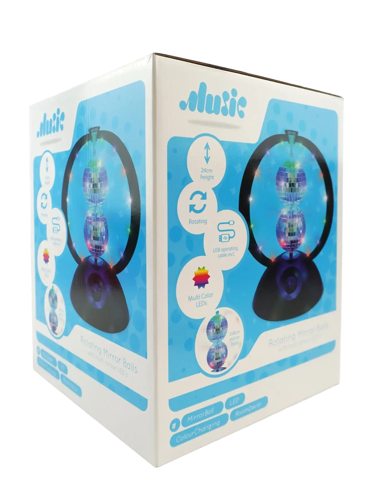 Music - MUSIC Rotating double mirror balls multi colour LEDs - raftæki - multicolor - 1