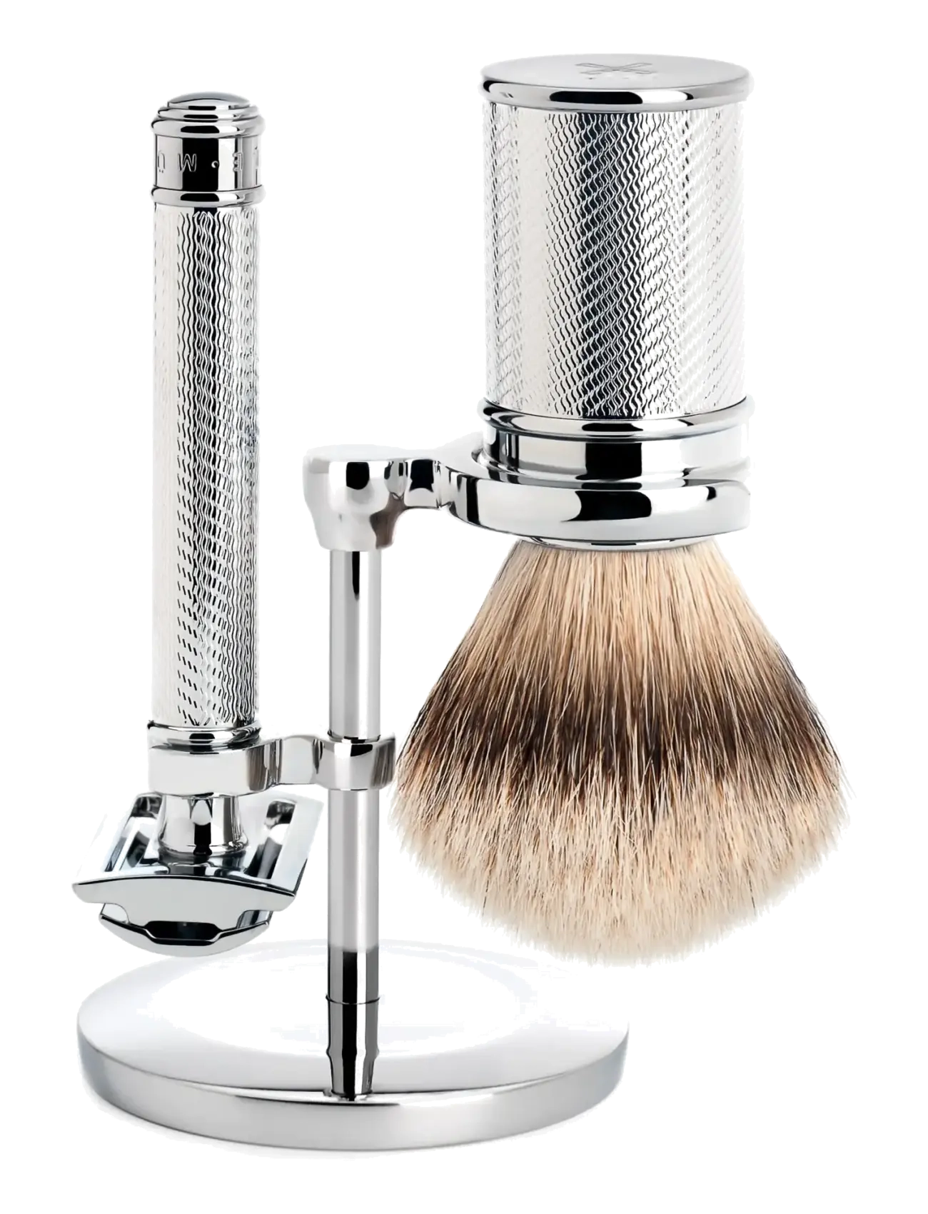 Mühle Shaving Traditional Set Safety Razor, Shaving Brush, Metal Silvertip Badger, Giftsets, Sølv, Str: ONE SIZE