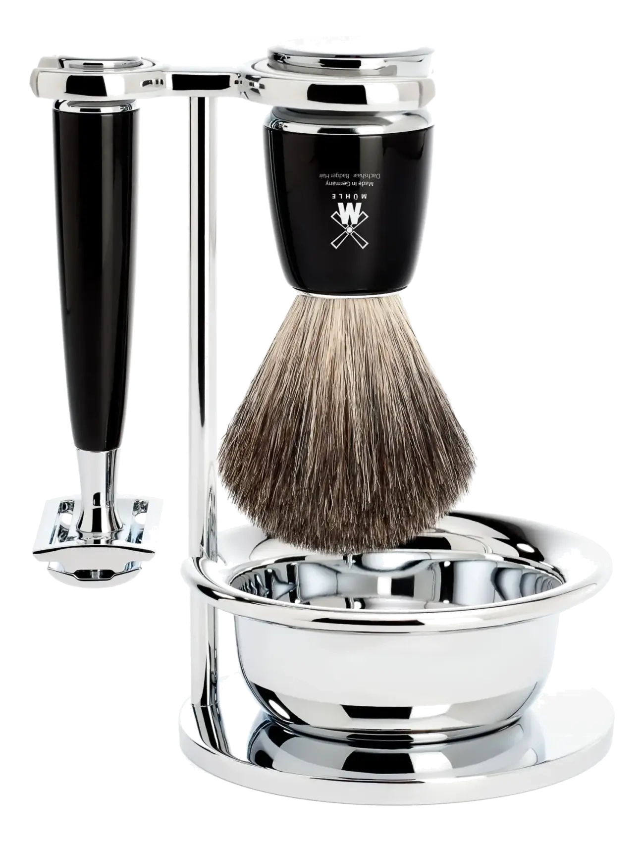 Mühle Shaving Rytmo Set Safety Razor, Shaving Brush, Bowl Resin Black Pure Badger, Giftsets, Sort, Str: ONE SIZE
