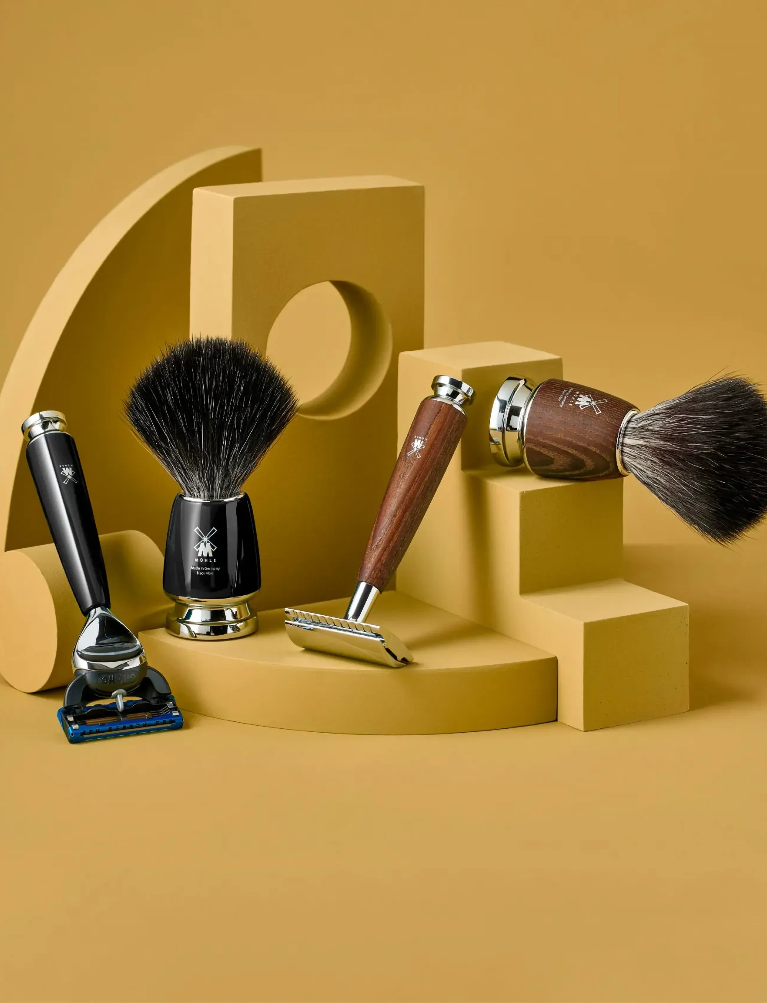 Mühle Shaving Rytmo Set Safety Razor, Shaving Brush, Bowl Resin Black Pure Badger, One Size, Black, All Sæt > Giftsets, Herre