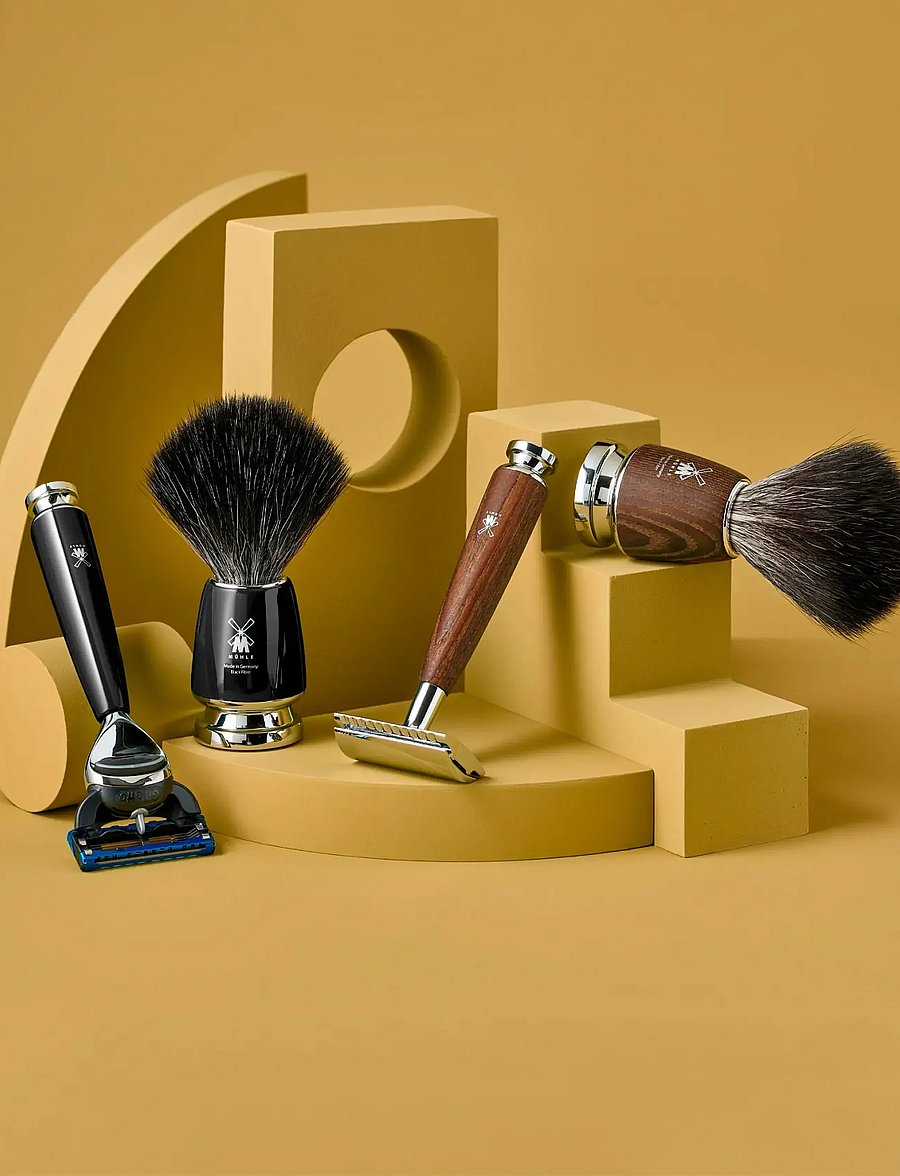 Mühle Shaving - RYTMO Set Safety Razor, Shaving Brush, Bowl Resin Black Pure Badger - til ham - multi-colored - 0