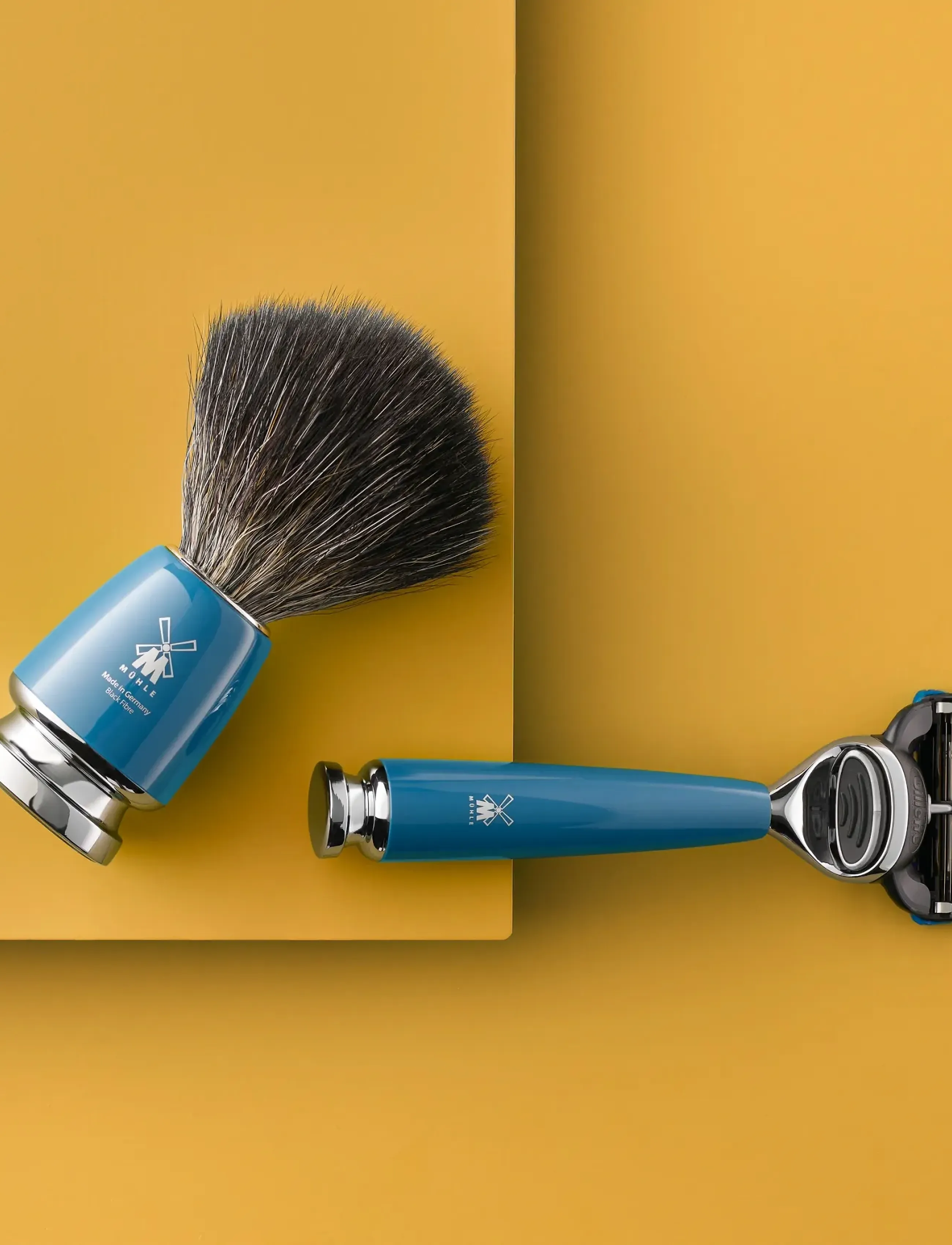Mühle Shaving - RYTMO Set Safety Razor, Shaving Brush, Bowl Resin Black Pure Badger - til ham - multi-colored - 5