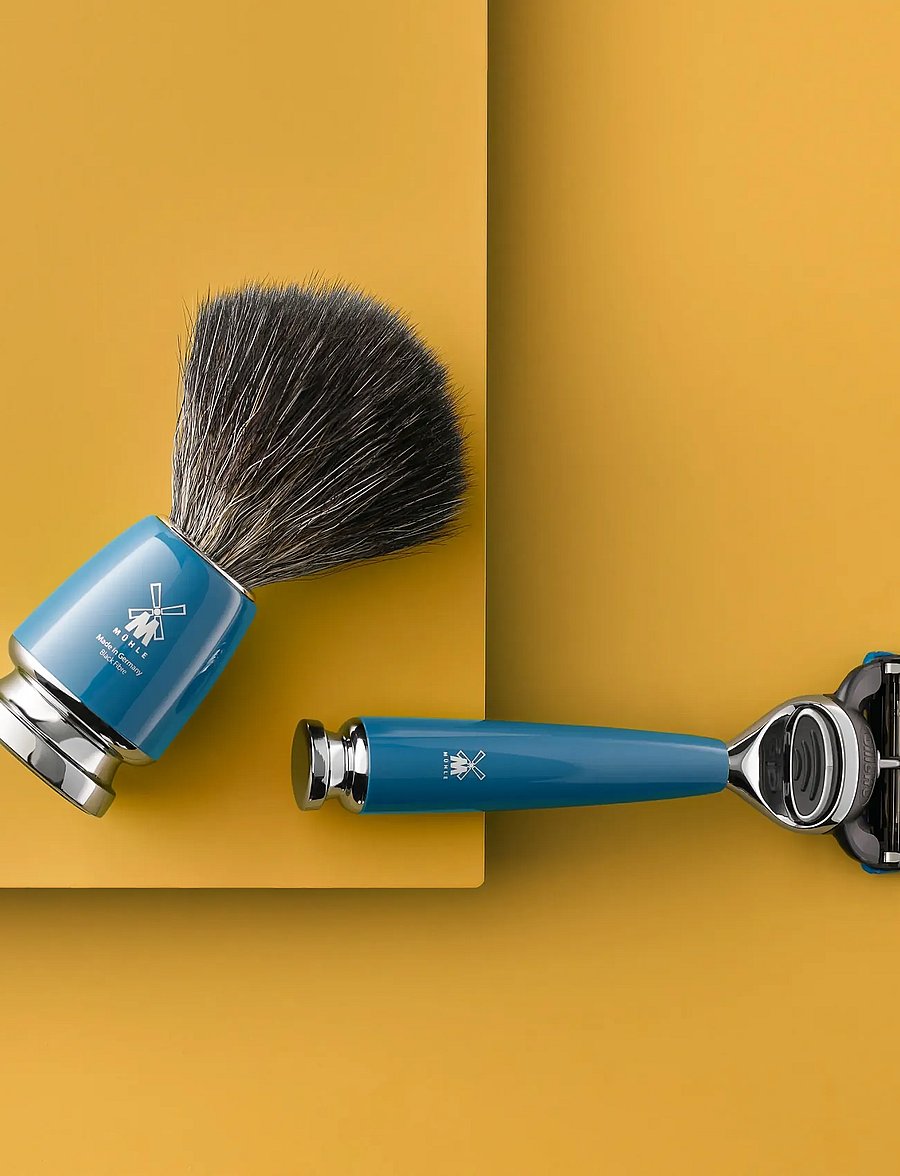 Mühle Shaving - RYTMO Set Safety Razor, Shaving Brush, Bowl Resin Black Pure Badger - til ham - multi-colored - 5