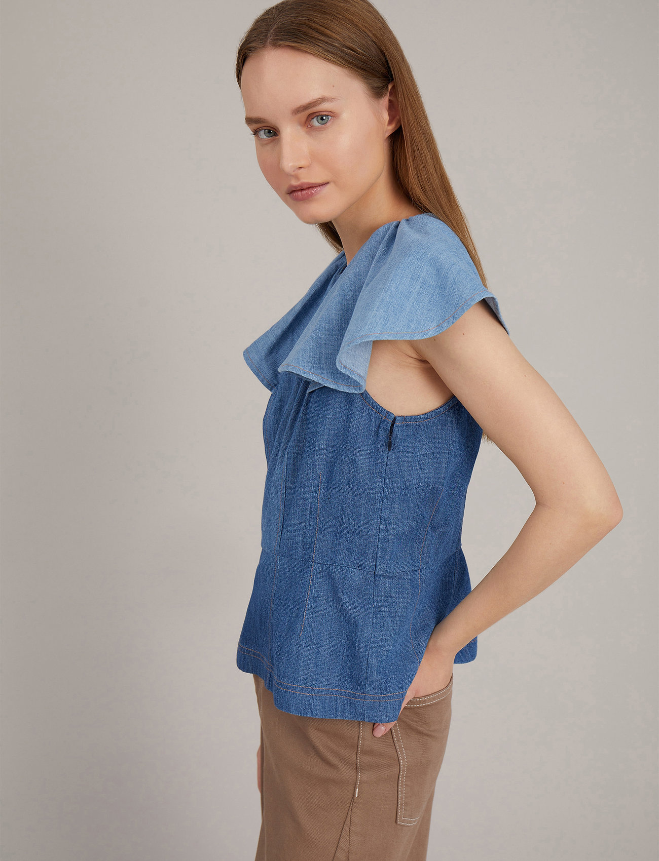 Munthe - VACANT - kortärmade blusar - blue - 4