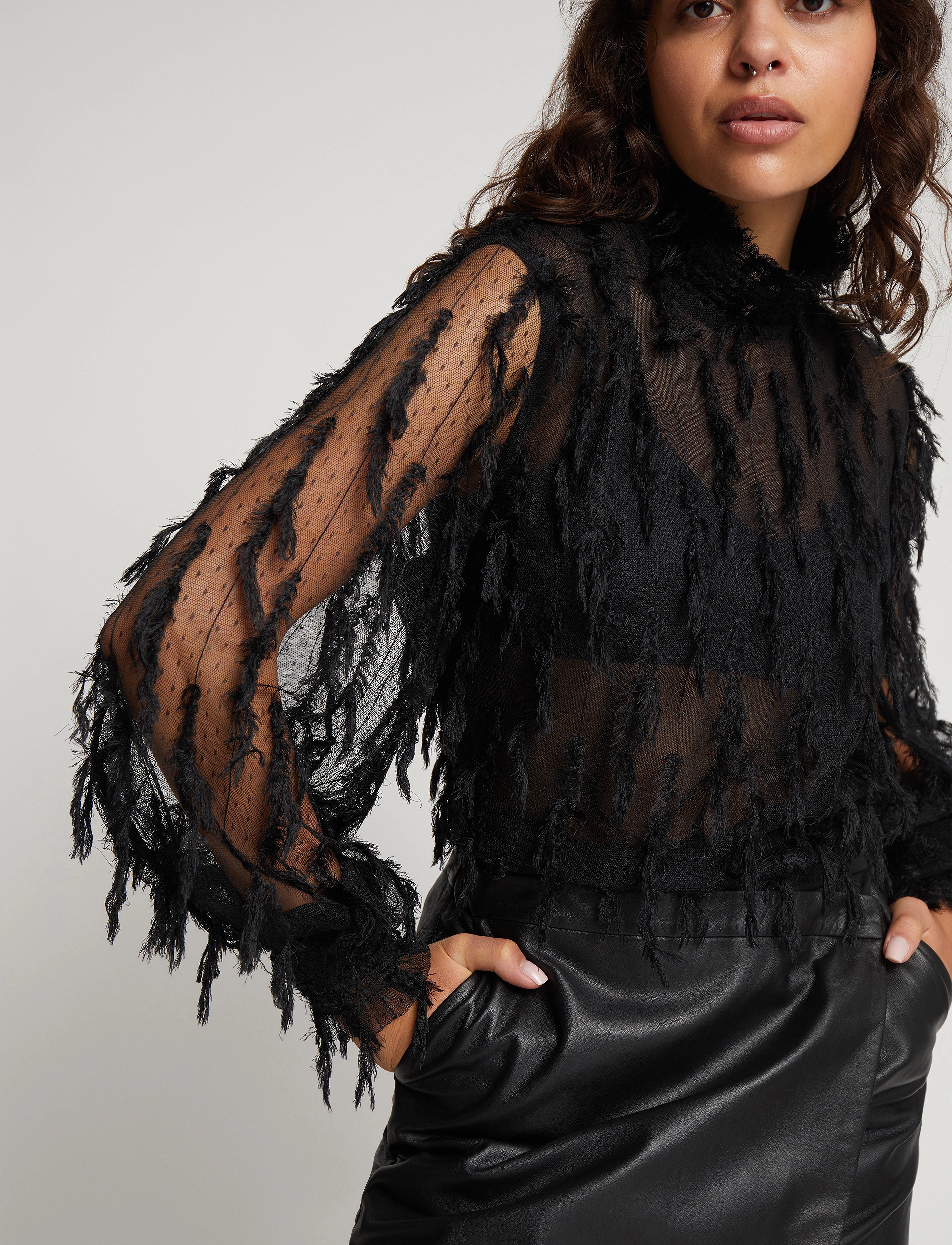 Munthe - SKALLO - långärmade blusar - black - 4