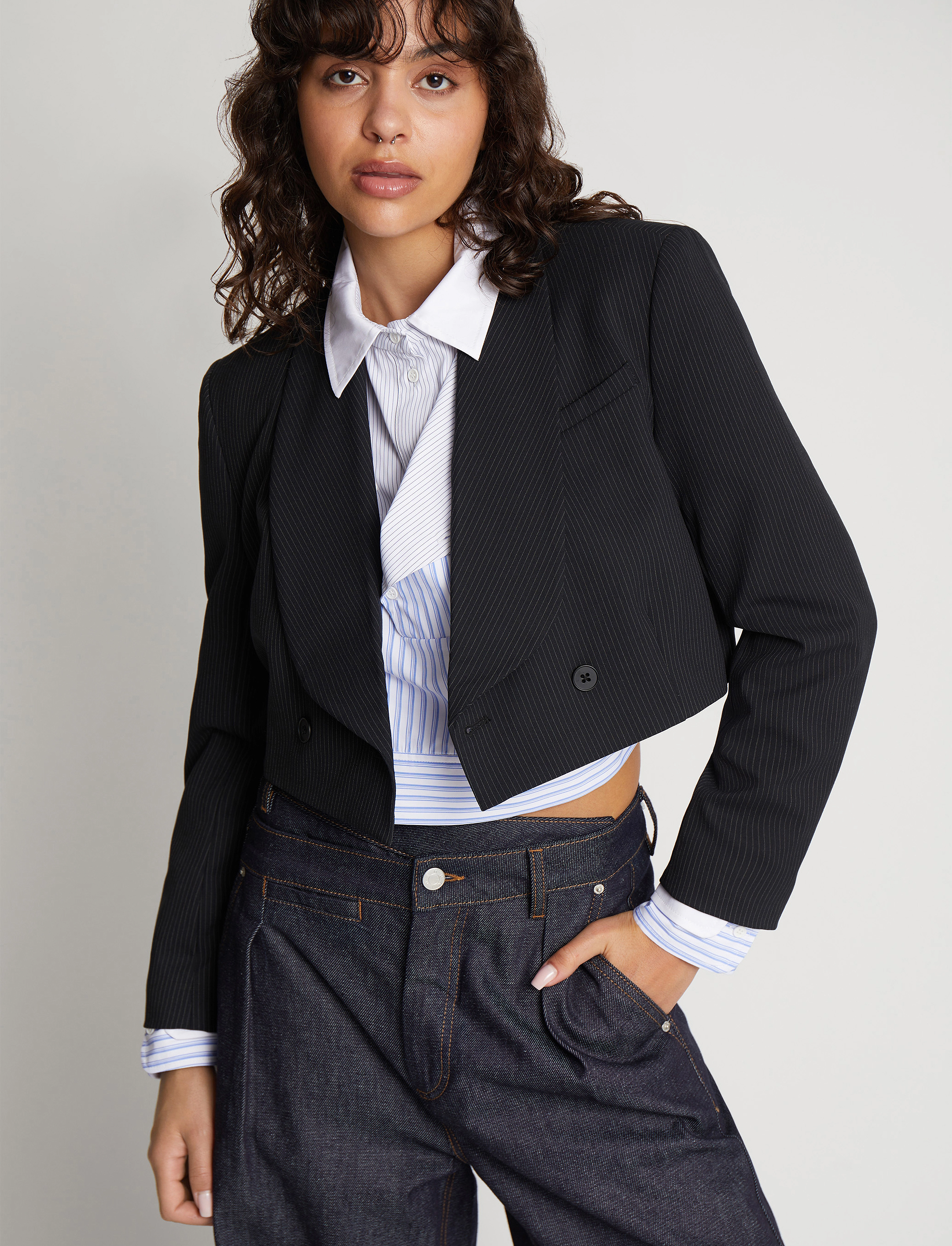 Munthe Silvie, Kvinder, Dobbeltradet Kort Blazer, Sort, Str: 42