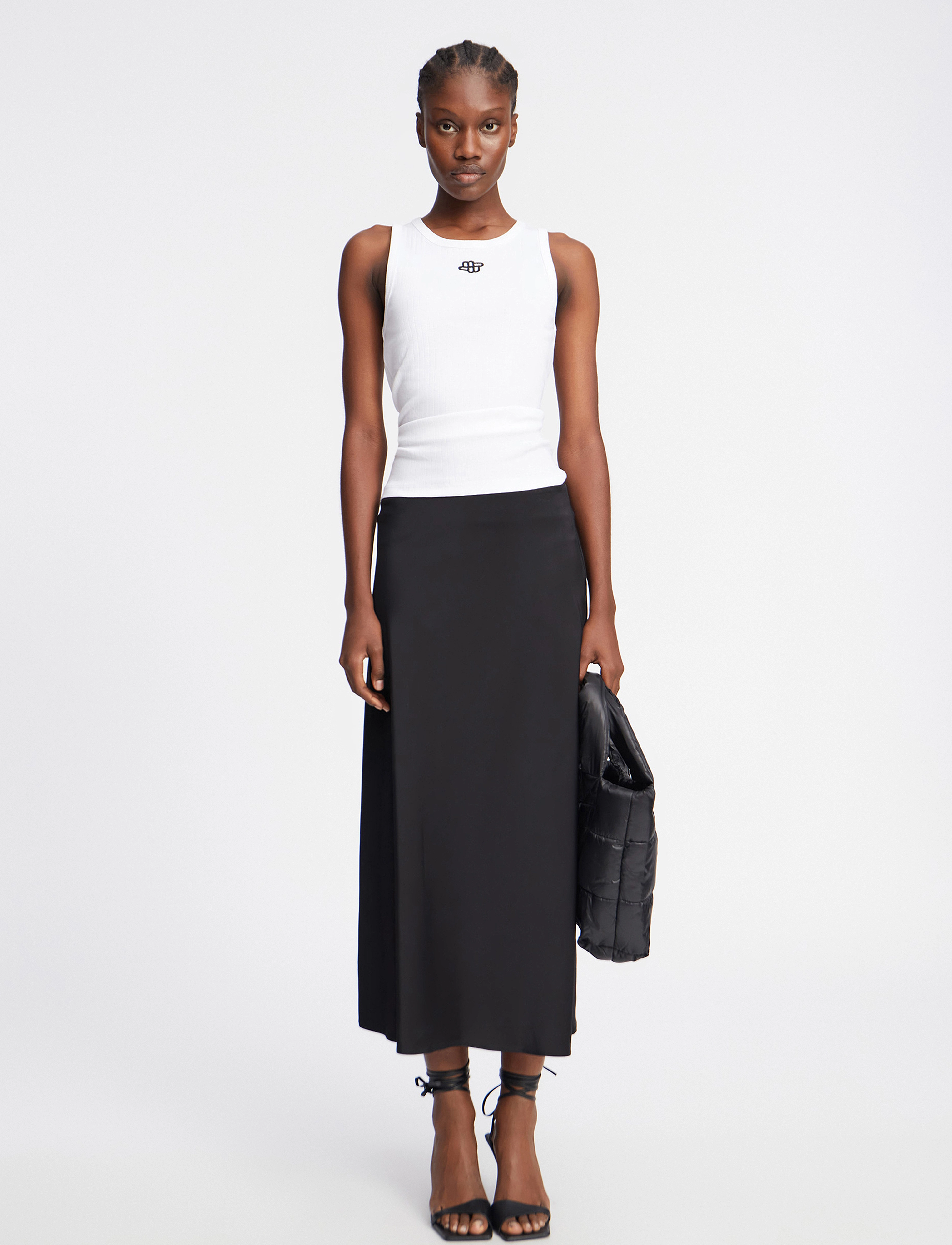 Munthe Babe, Kvinder, Midi Slip Nederdel, Sort, Str: 38