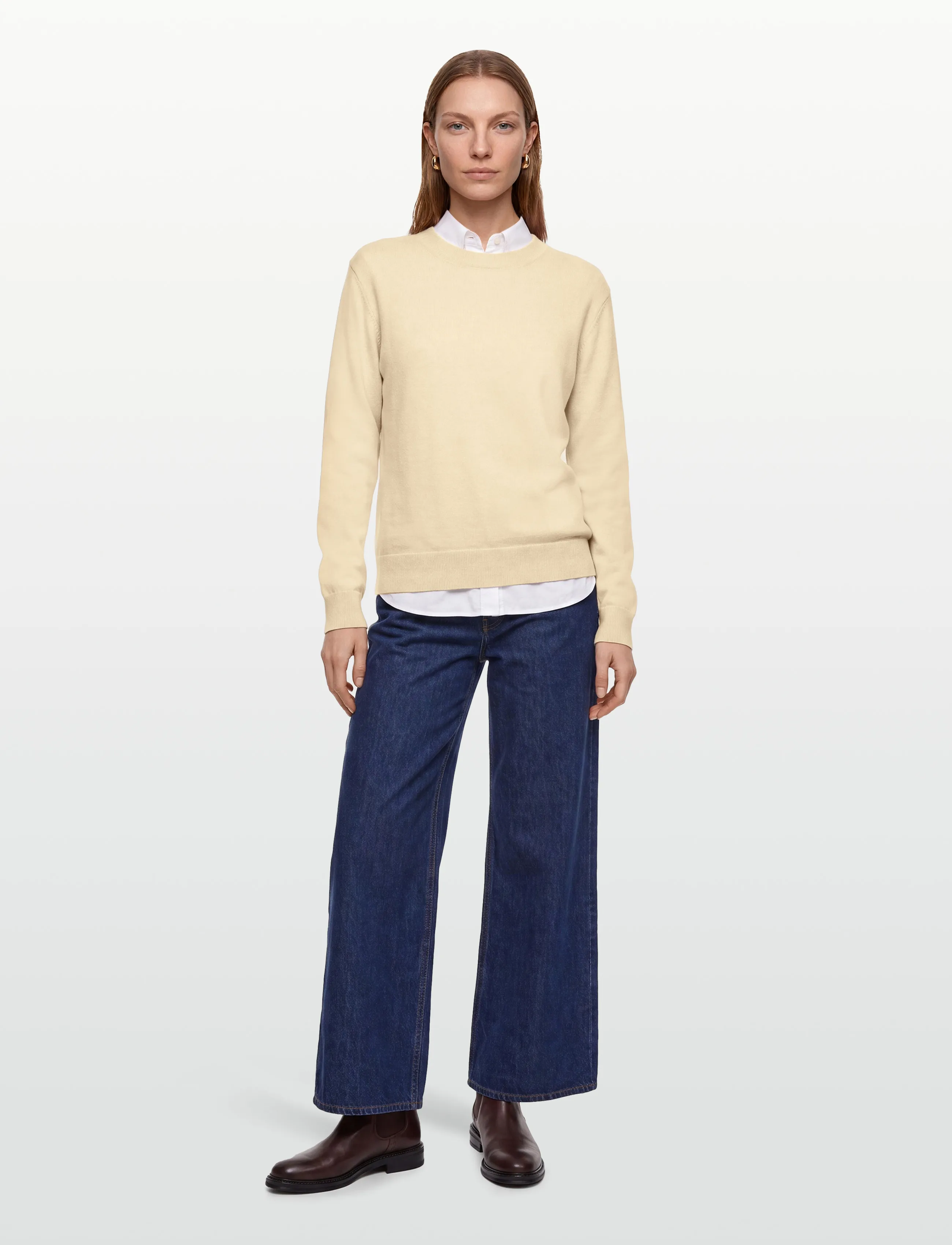 Munthe Swelina, Kvinder, Rundhalset Sweater, Cream, Str: 32