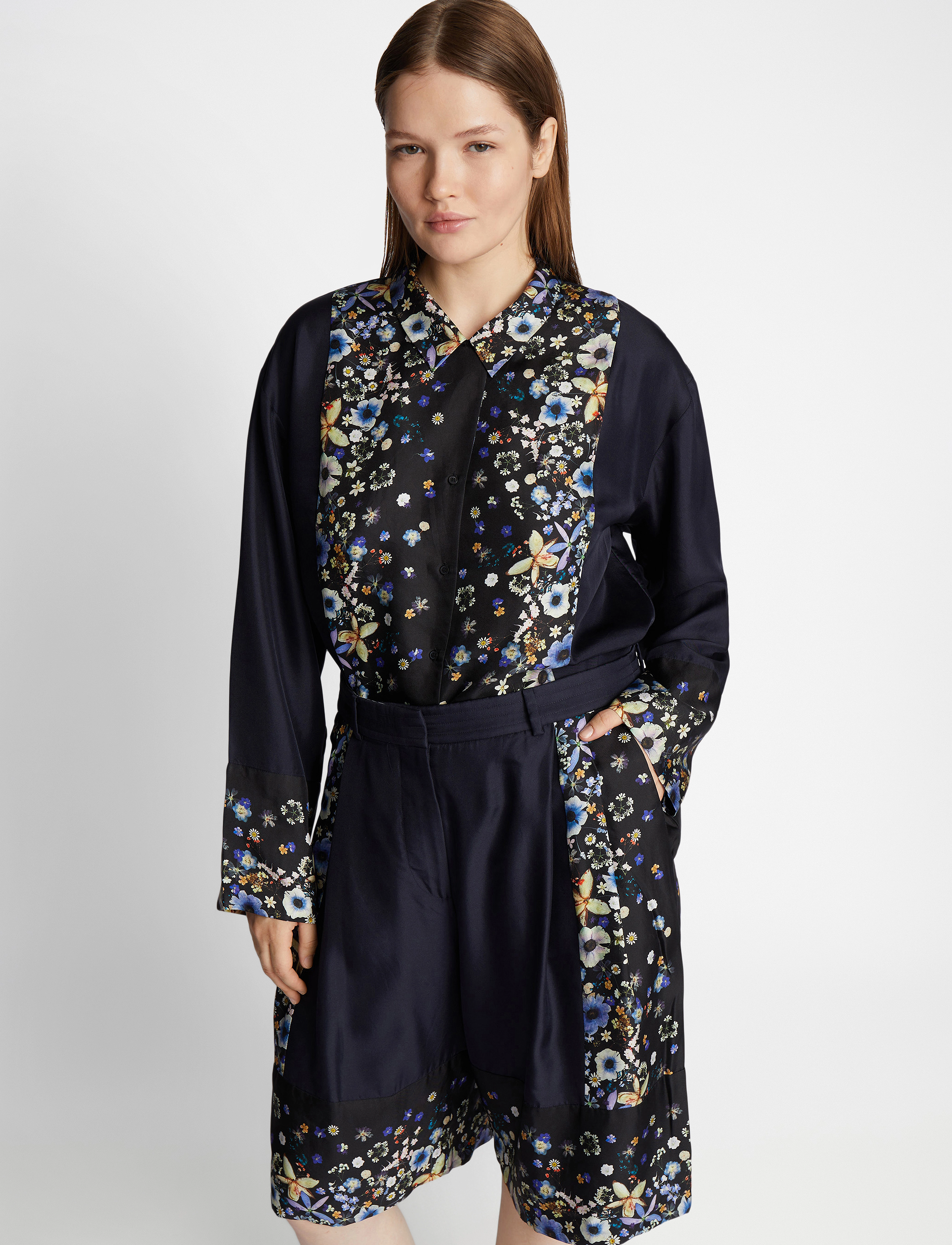 Munthe Faiza, Kvinder, Blomstret Bluse, Sort, Str: 34