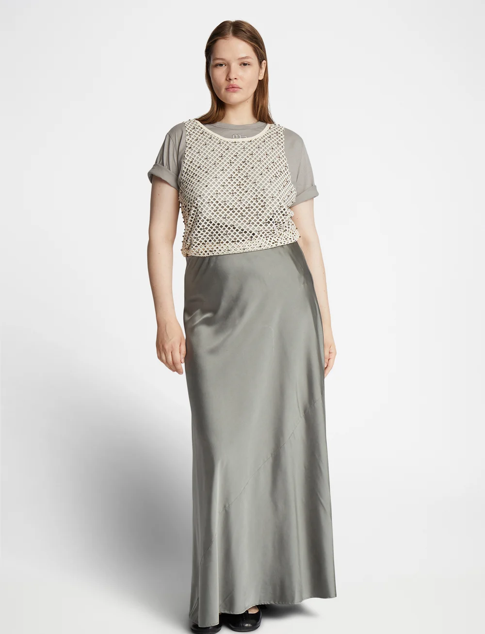 Munthe - BARDOT - satinkjolar - dusty green - 0