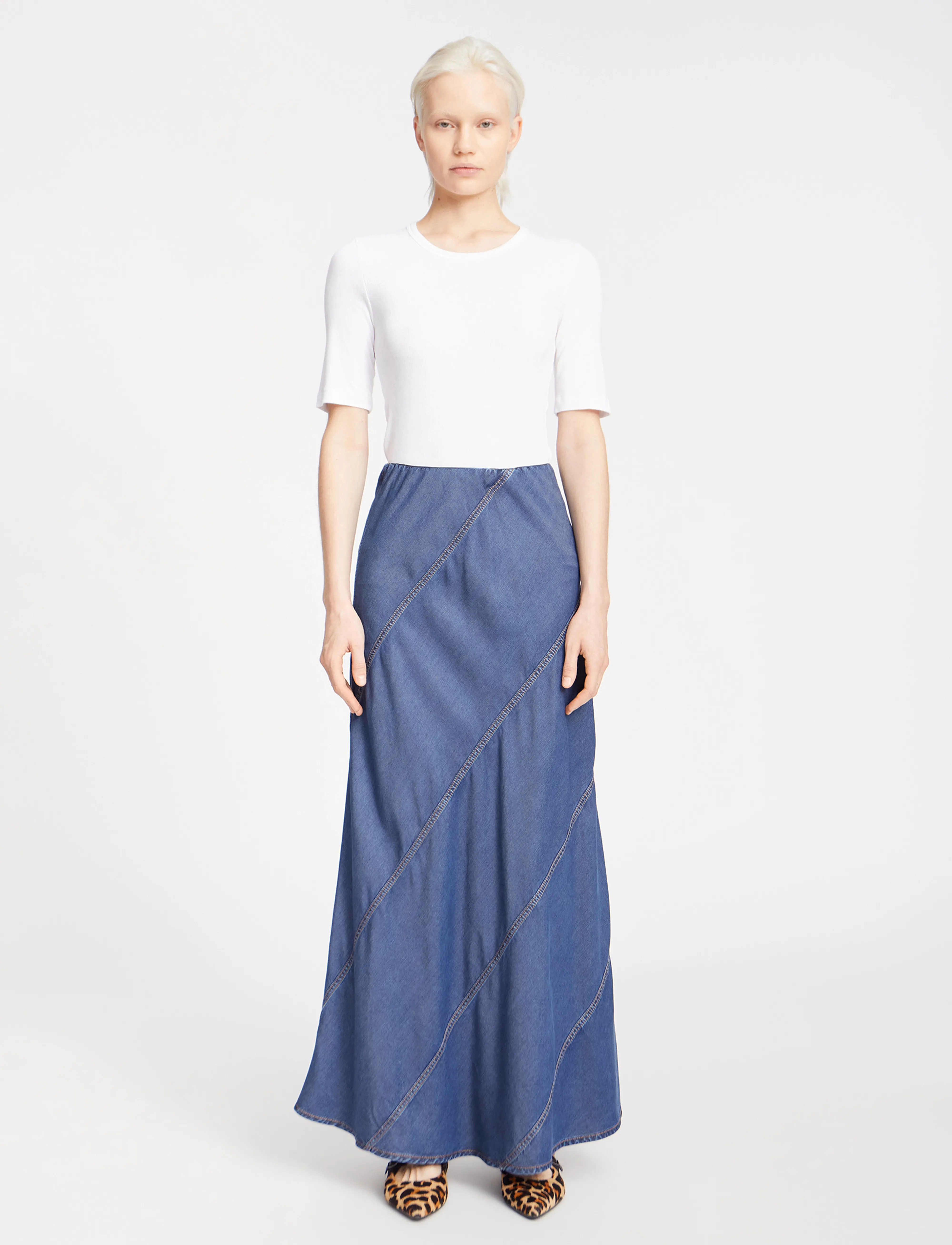 Munthe Parson, Kvinder, Denim Maxinederdel, Blå, Str: 34