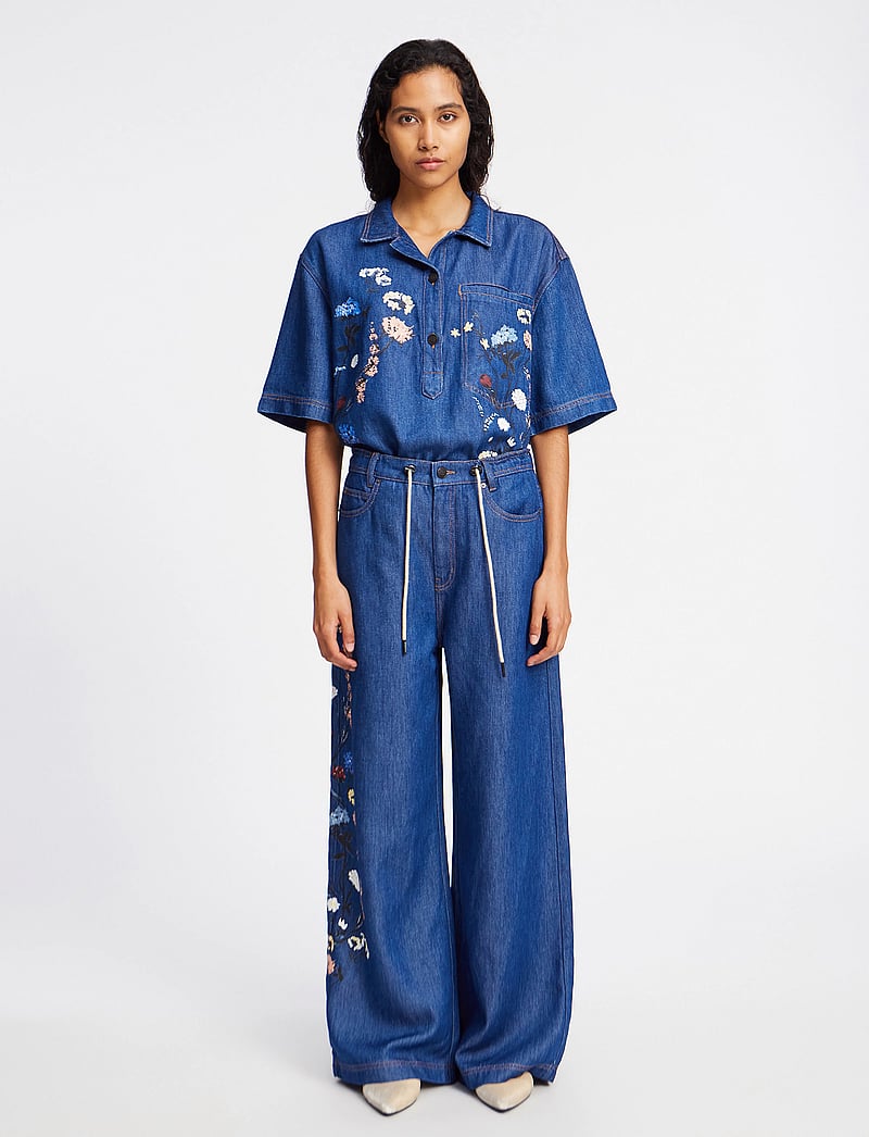 Munthe - OBEY - hosen mit weitem bein - blue - 4