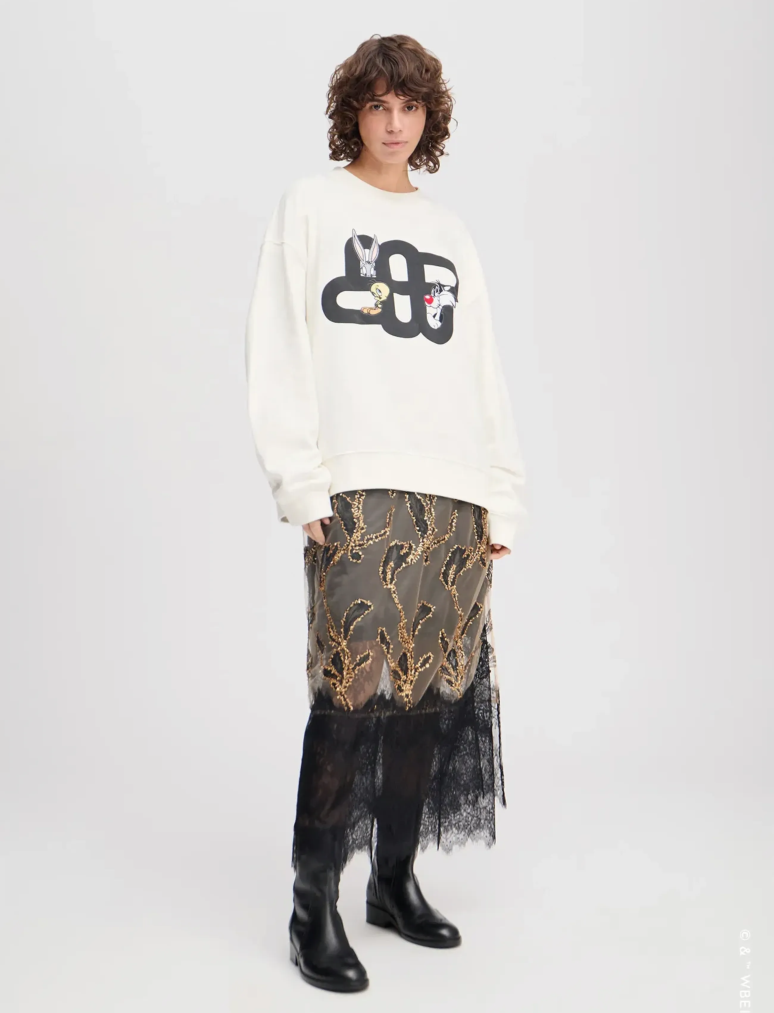 Munthe Linki, Kvinder, Grafisk Sweatshirt, Hvid, Str: 36