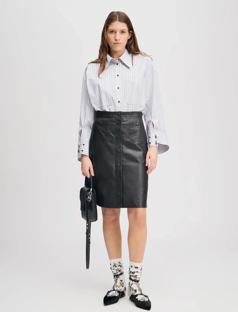 Munthe - LOCUS - Ādas svārki - black - 0