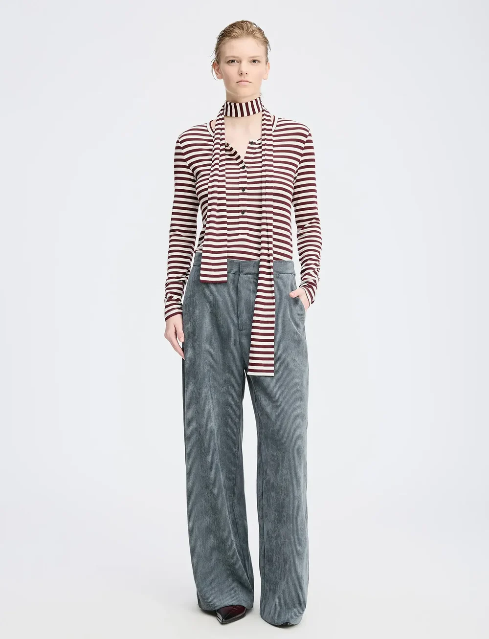 Munthe - LELOUIS - bukser med brede ben - charcoal - 0