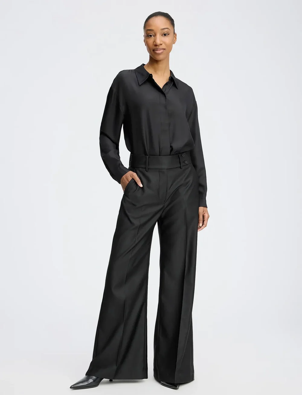 Munthe - RADINE - bukser med brede ben - black - 0