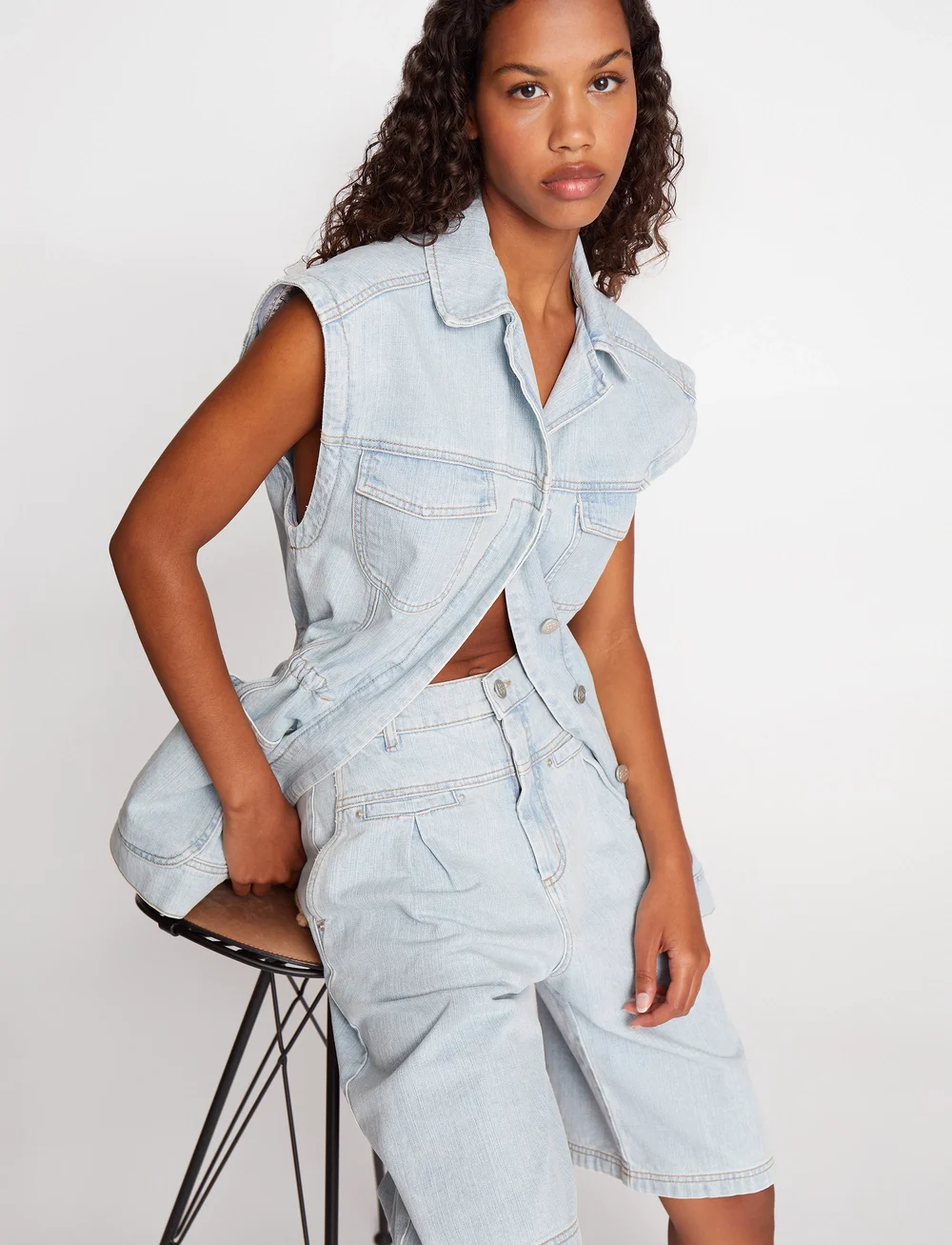 Munthe - USAMI - denim vests - light blue - 5