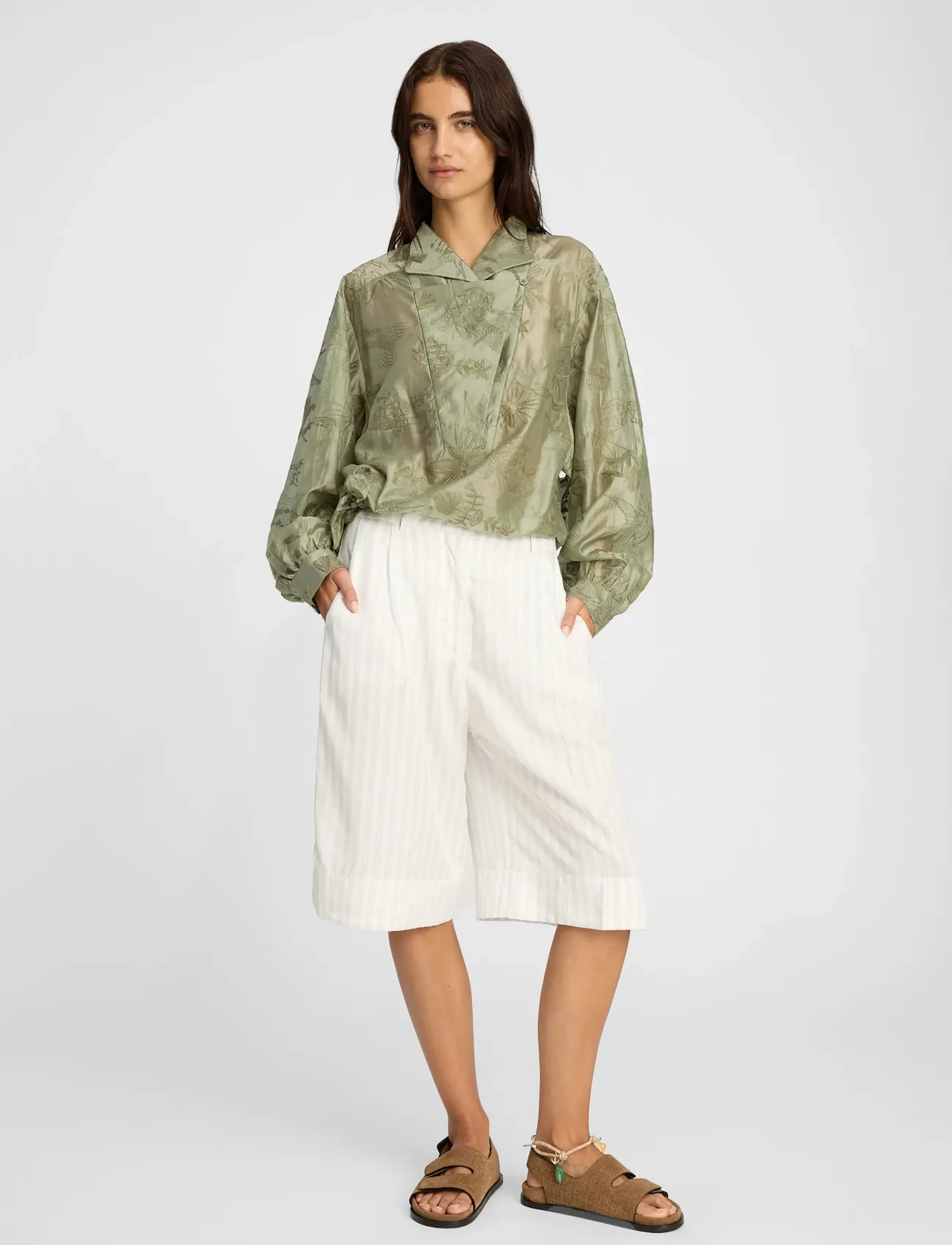 Munthe Belicia, Kvinder, Bindebånd Bluse, Kakigrøn, Str: 40