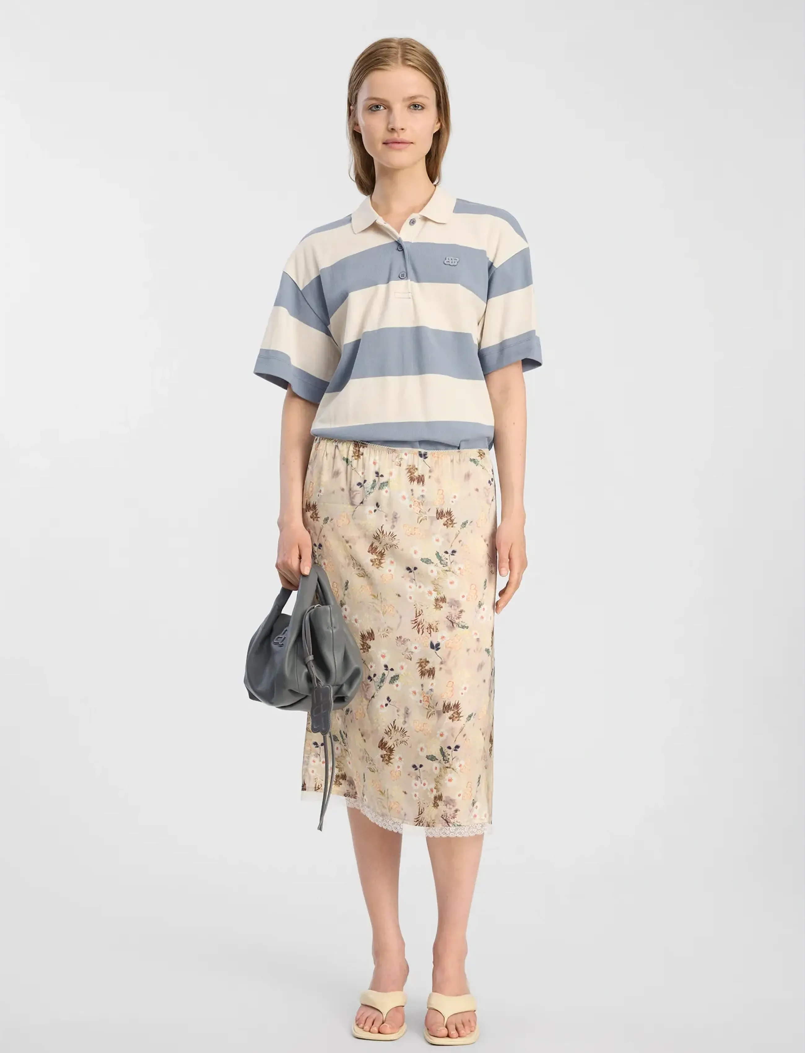 Munthe BAIA SLIP - Skirts - PRINT NATURE / cream