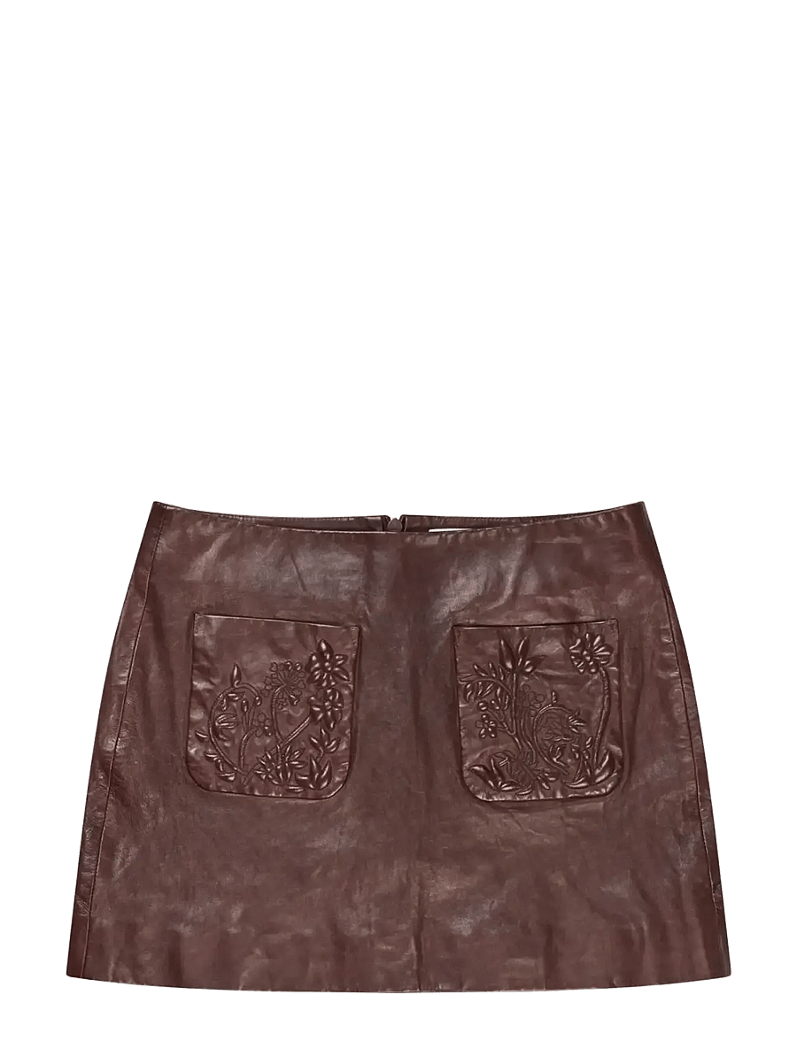 Munthe - BELLIA - leather skirts - chocolate - 1