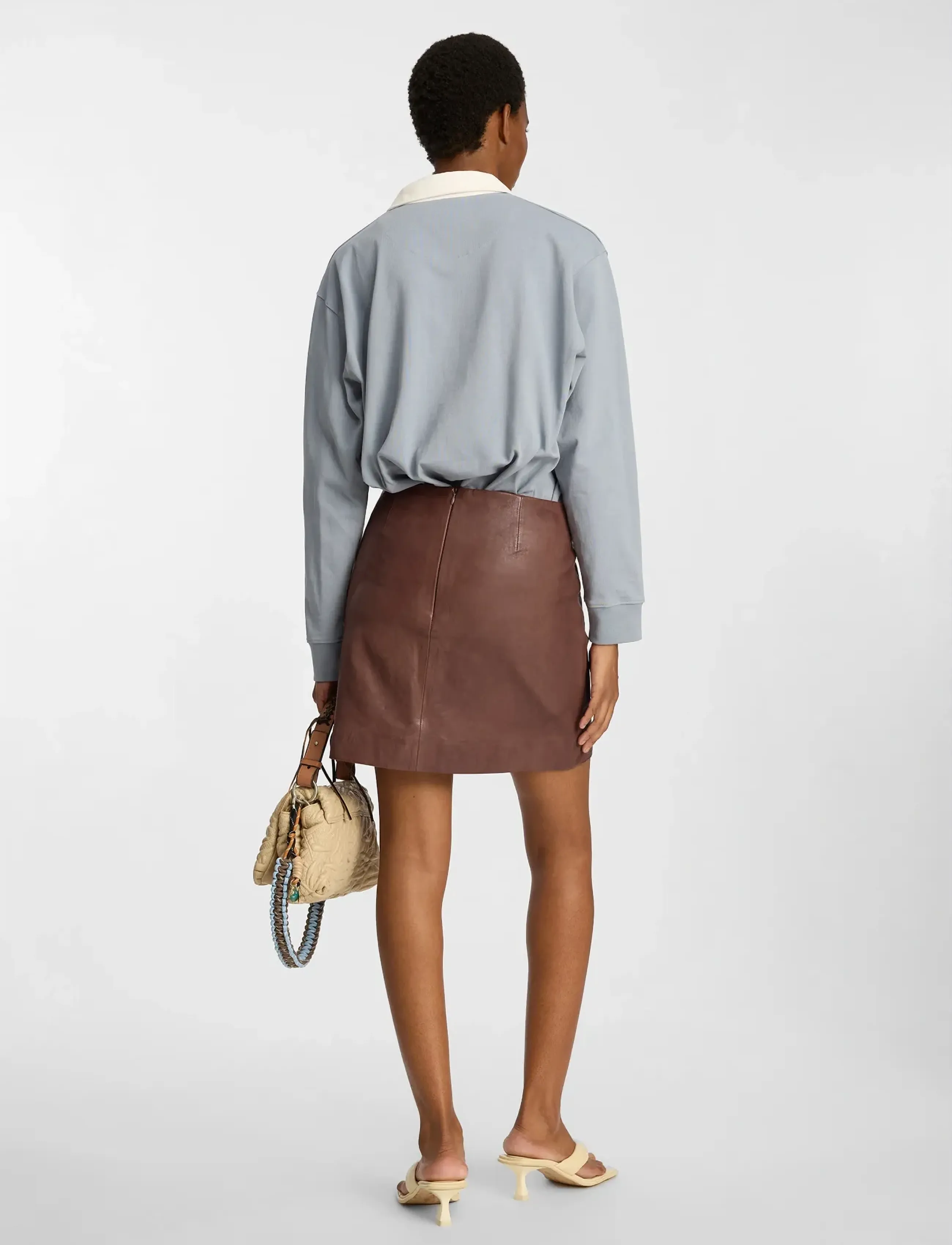 Munthe - BELLIA - leather skirts - chocolate - 2