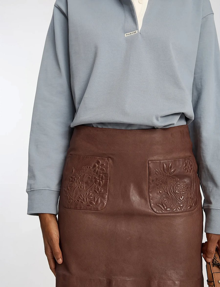 Munthe - BELLIA - leather skirts - chocolate - 3