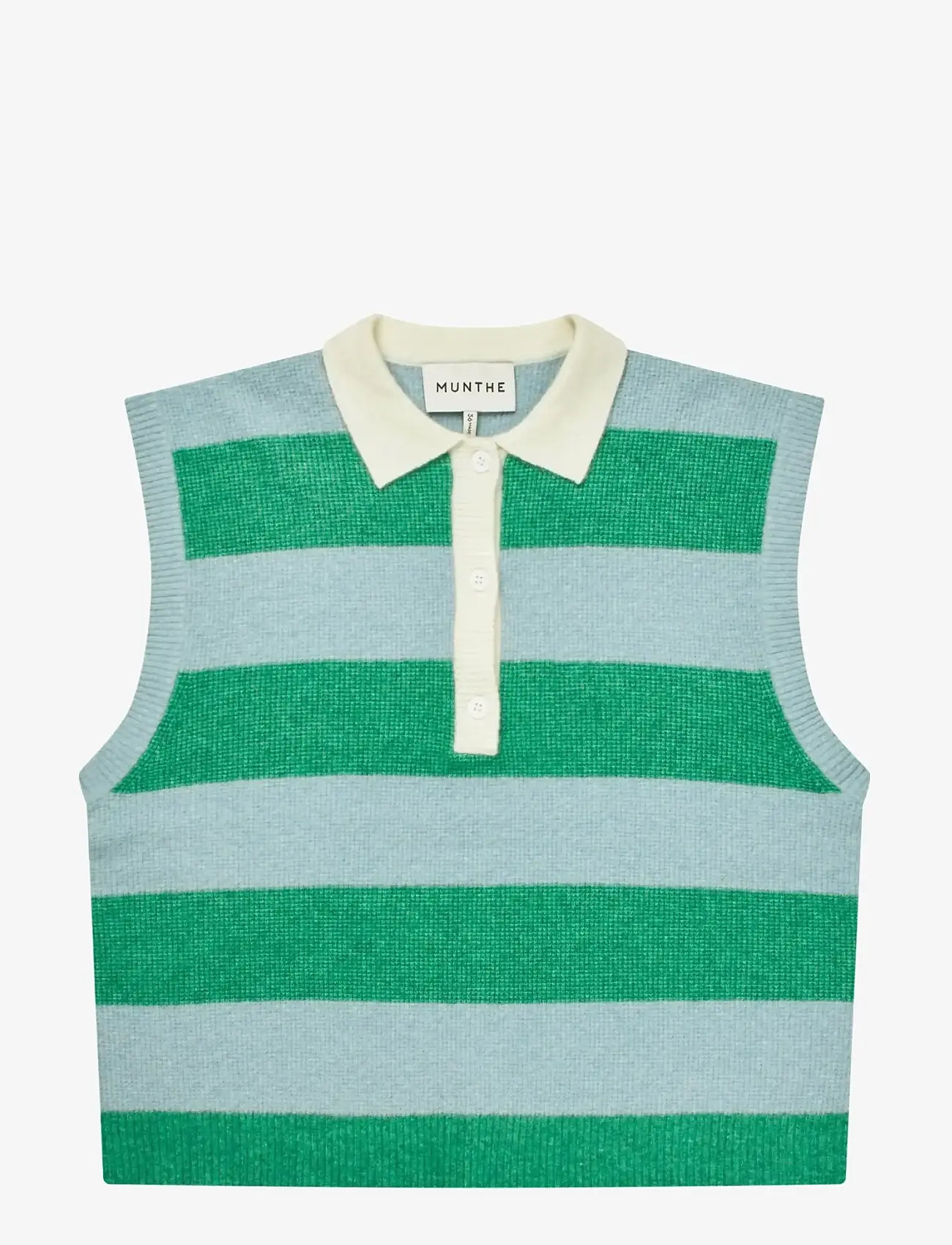 Munthe - BRACHA - stickade västar - stripe green - 1
