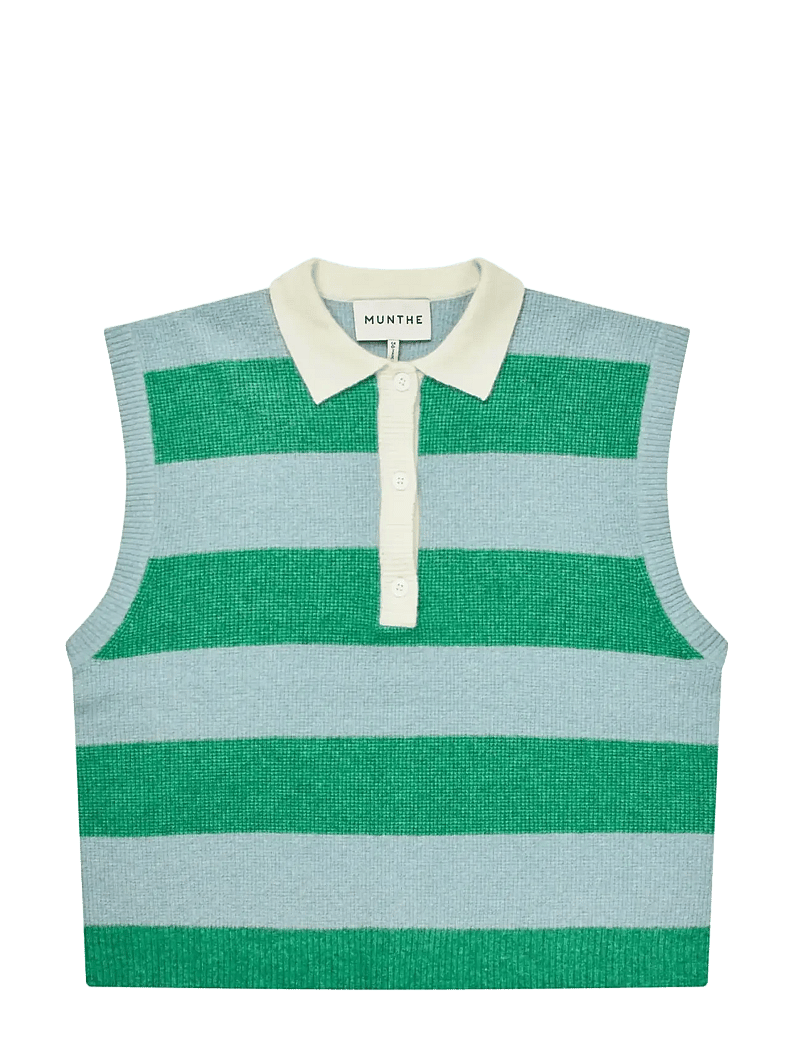 Munthe - BRACHA - stickade västar - stripe green - 1