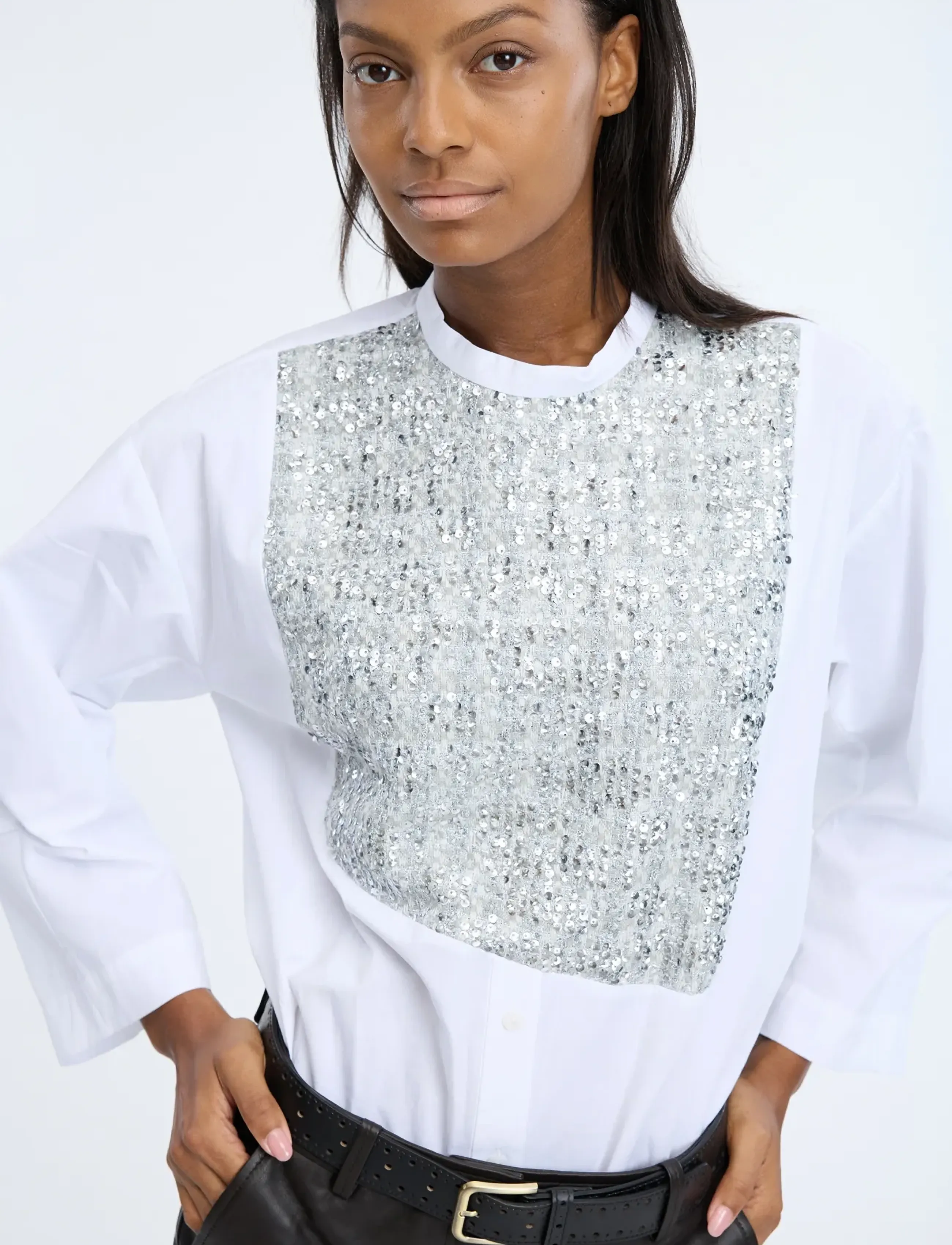 Munthe - NAYEL - långärmade skjortor - mix white - 3