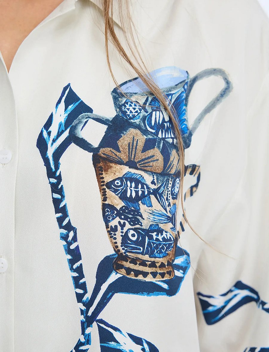 Munthe - NANCIE - overhemden met korte mouwen - print creme - 5