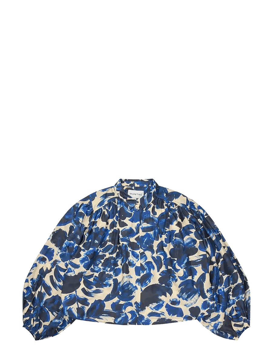 Munthe - LYNX - langerma skyrtur - print indigo - 1