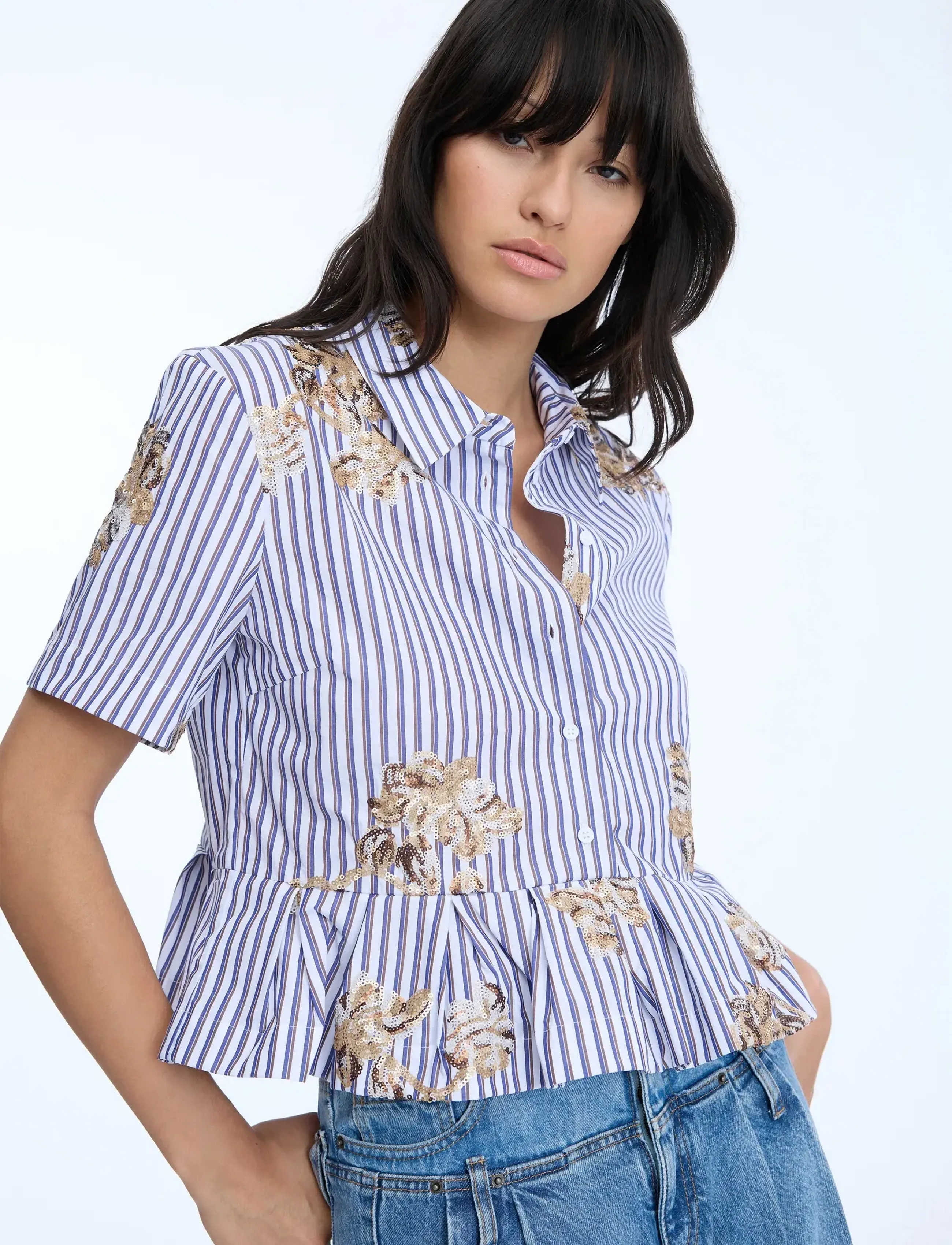 Munthe - NURIANA - lühikeste varrukatega särgid - stripe white - 3