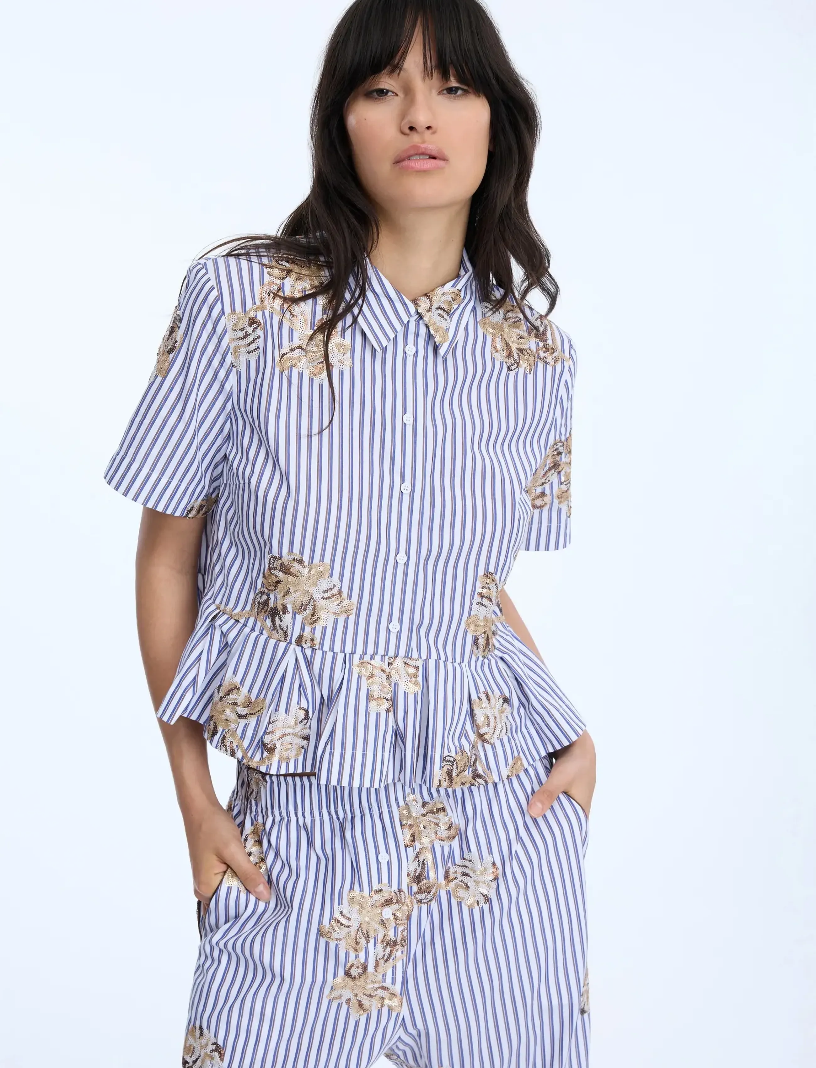 Munthe - NURIANA - lühikeste varrukatega särgid - stripe white - 4