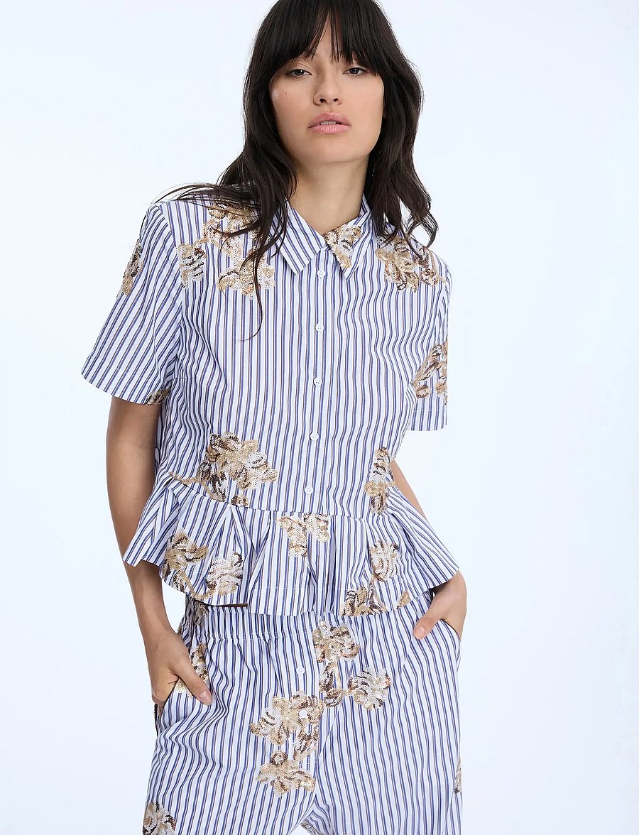 Munthe - NURIANA - lühikeste varrukatega särgid - stripe white - 4