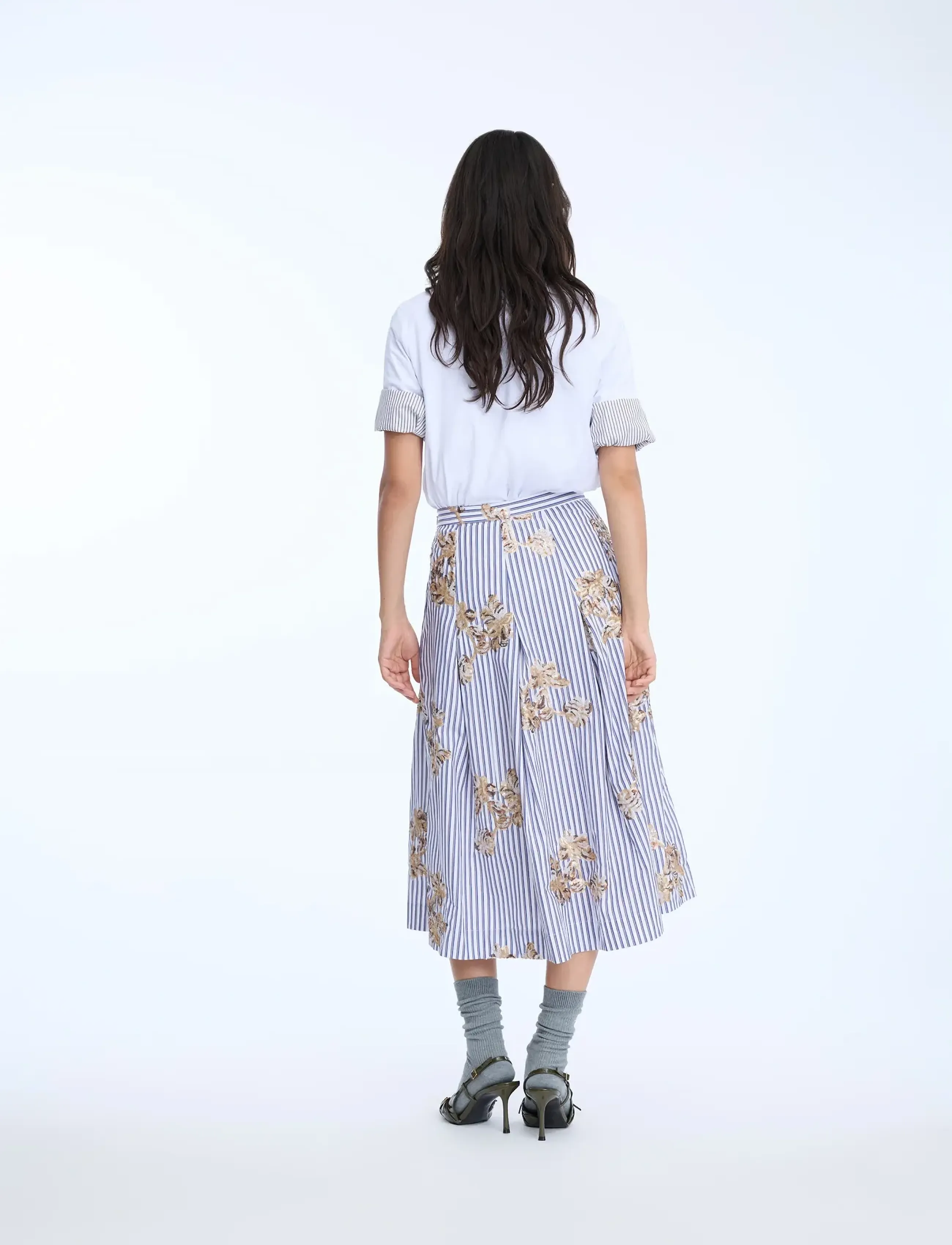 Munthe - NUKKIA - paljettkjolar - stripe white - 2