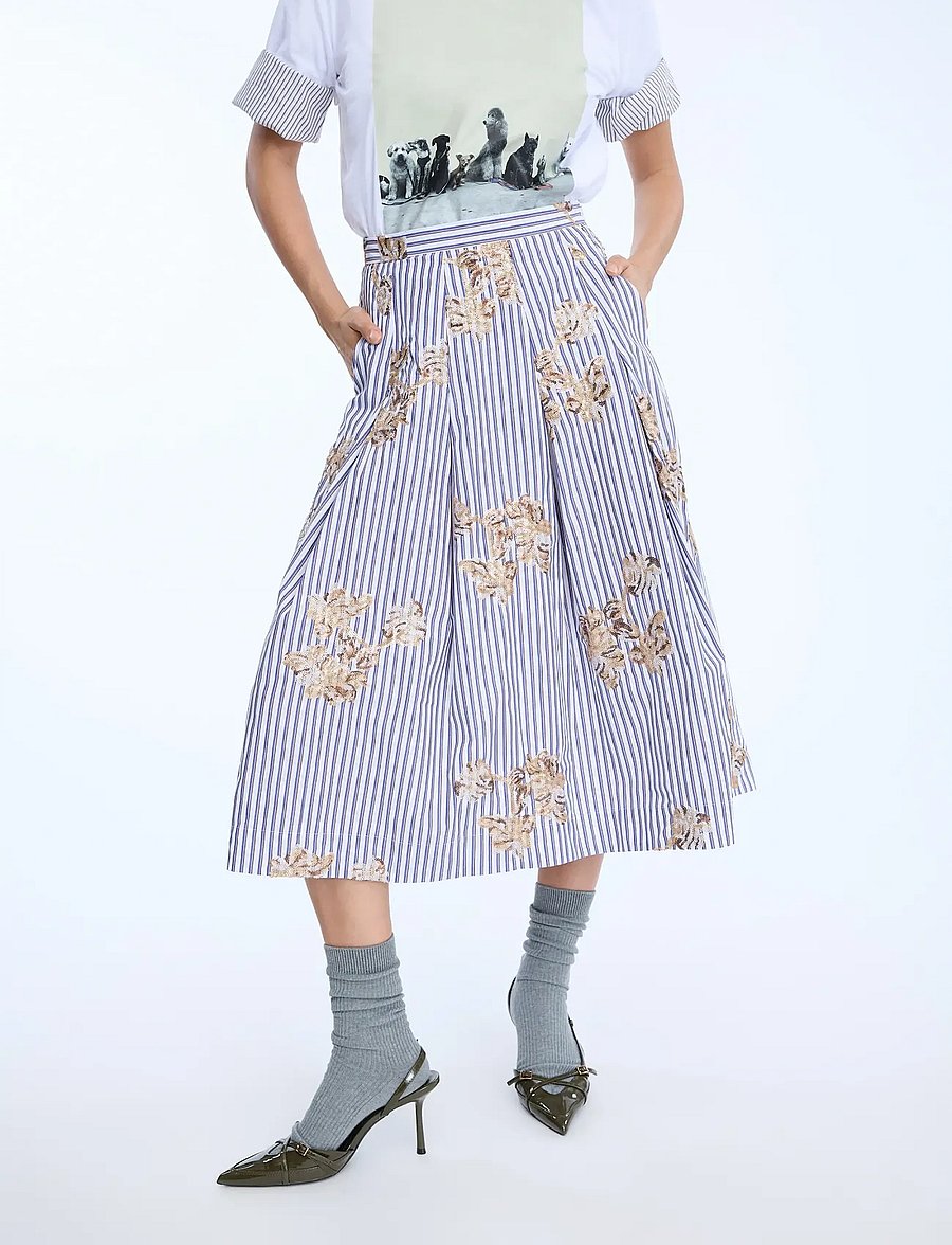 Munthe - NUKKIA - paillet nederdele - stripe white - 3