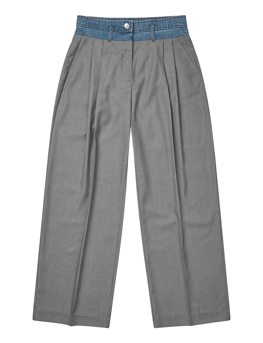 Munthe - NORMAY - leveälahkeiset housut - grey - 1