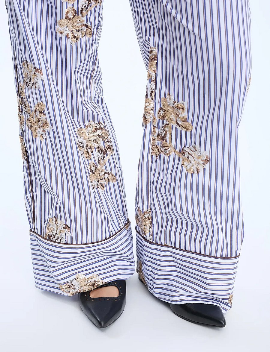 Munthe - NIKITA - bukser med brede ben - stripe white - 5