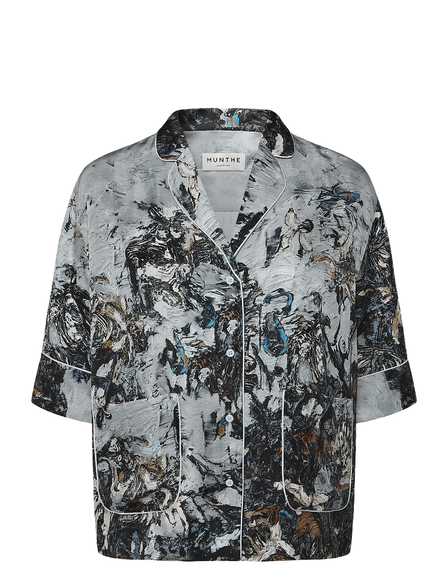 Munthe - VUSHI - kortærmede skjorter - print grey - 1