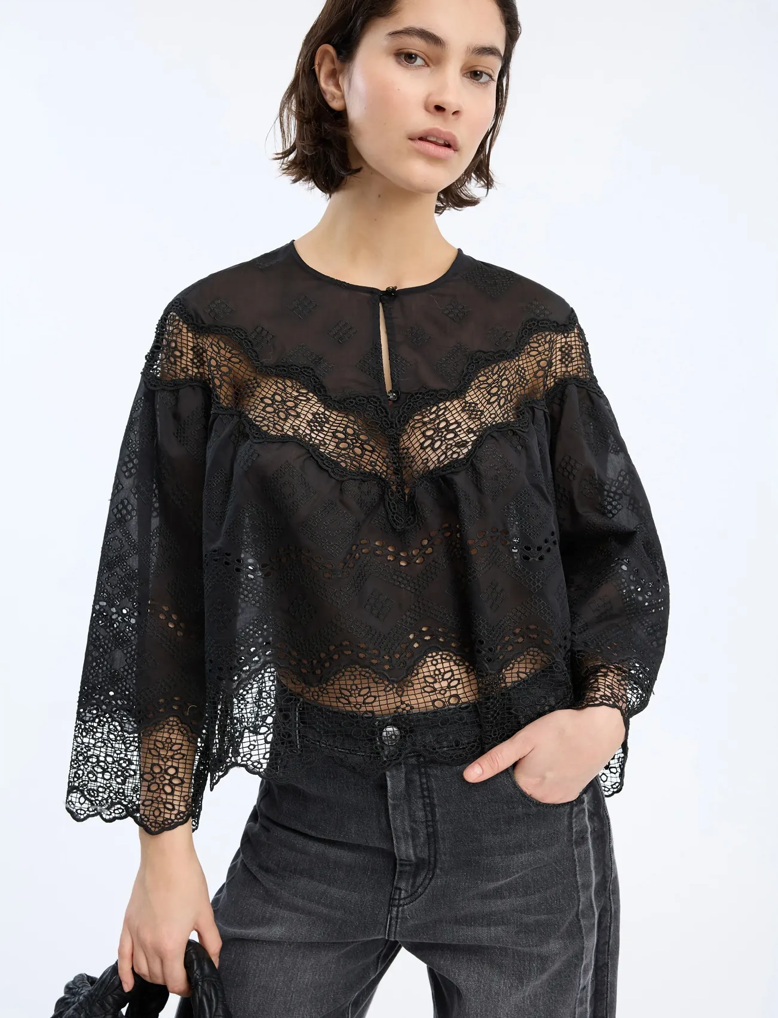 Munthe - VALIANCE - pikkade varrukatega pluusid - black - 2